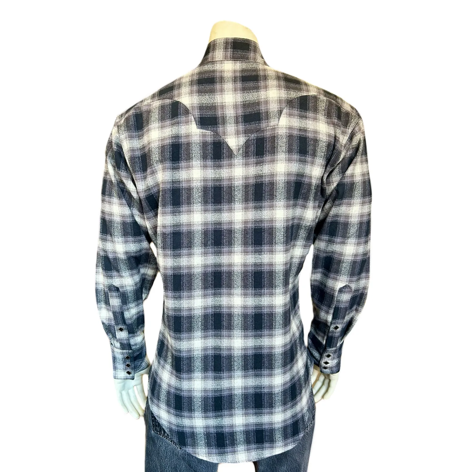 Men's Plush Flannel Black Plaid Western Shirt