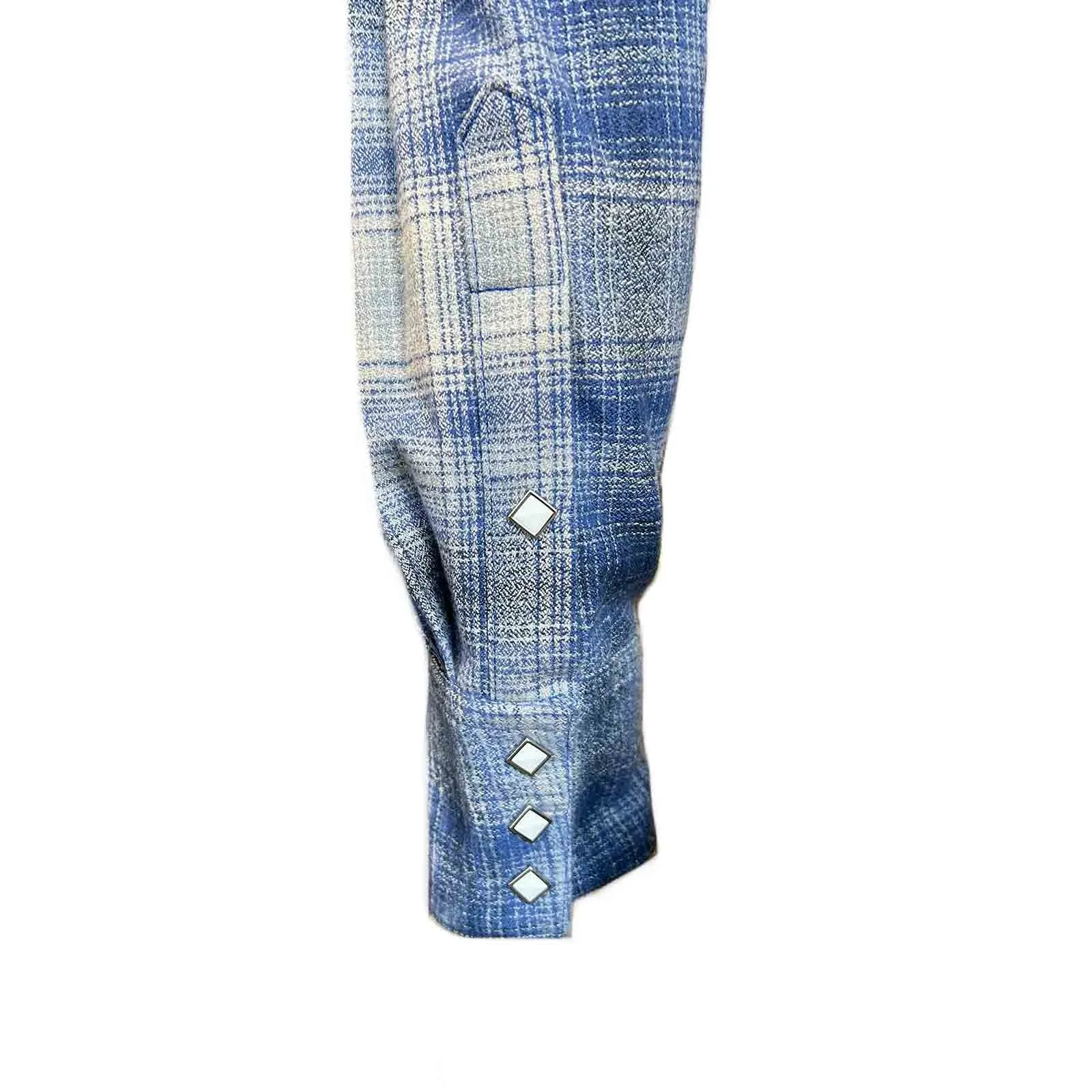 Men's Plush Flannel Blue & Grey Plaid Western Shirt