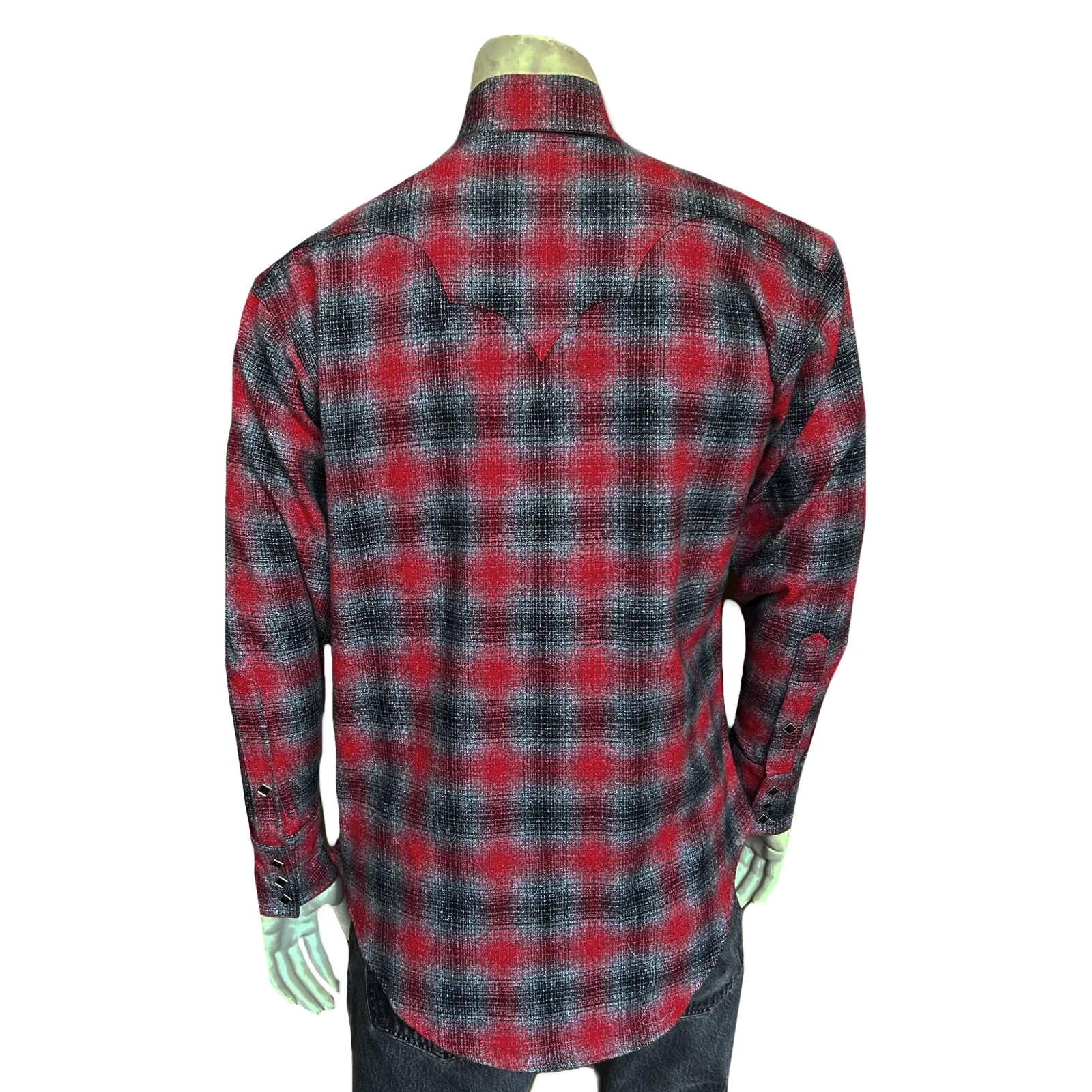 Men's Plush Flannel Red & Grey Plaid Western Shirt