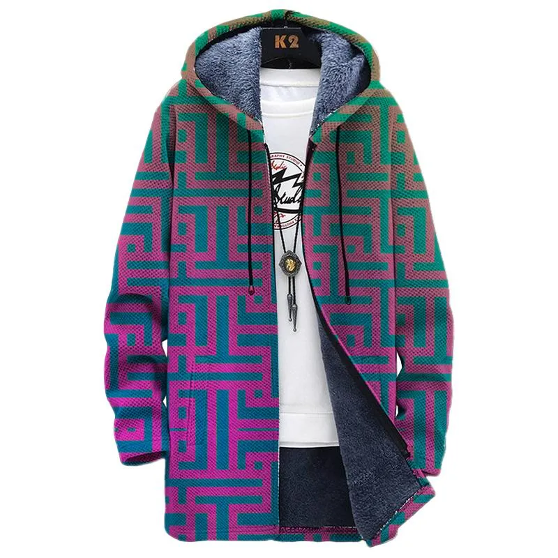 MEN'S PRINTED HOODED FLEECE JACKET 51484516YM