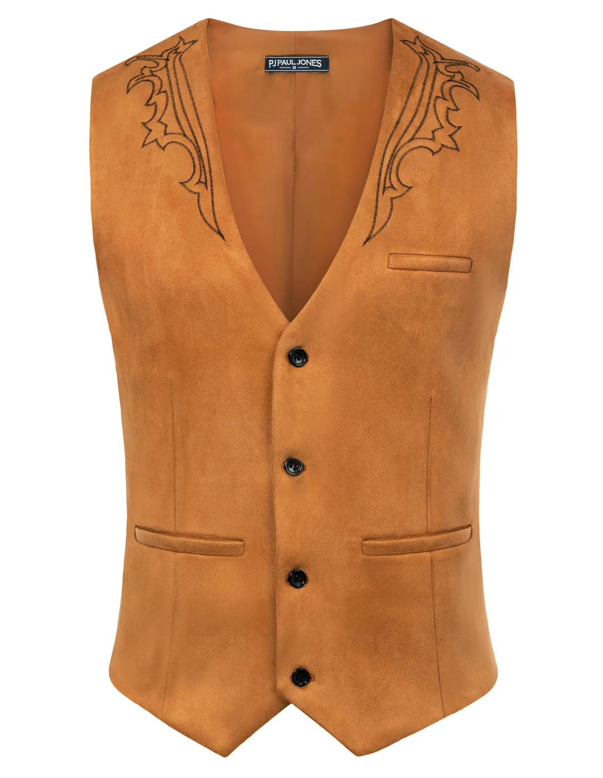 Men's Suede Leather Suit Vest Embroidery Leisure Slim Fit Western Vest Waistcoat