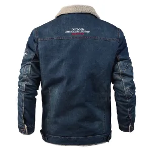 Men's Winter Casual Fleece Thick Lapel Oversized Denim Jacket