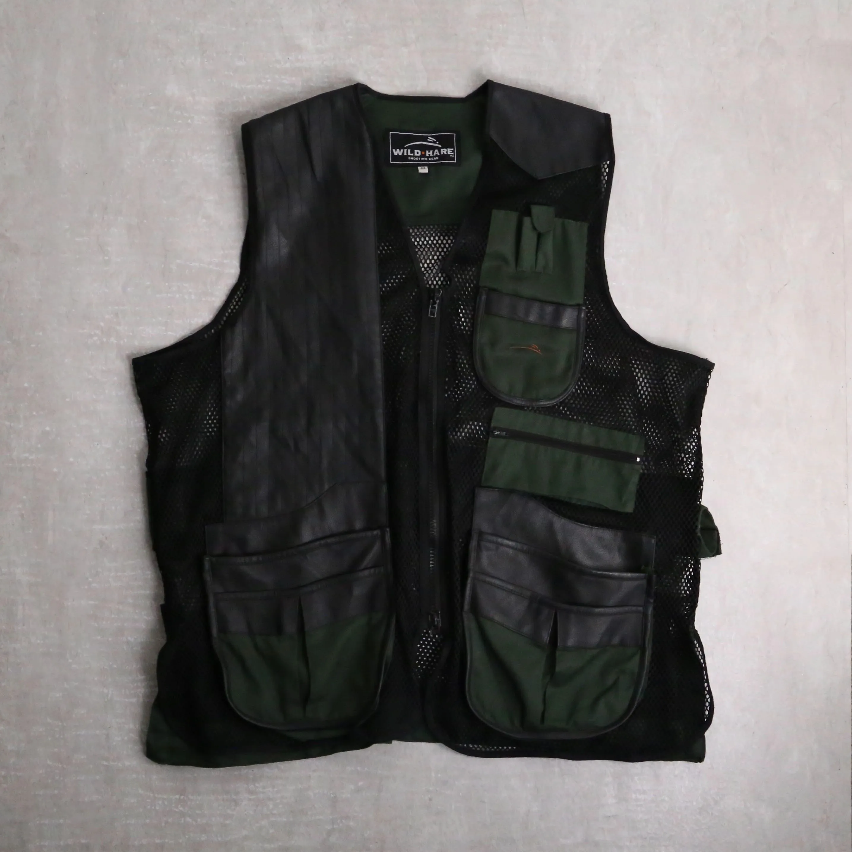 mesh × leather switch design big vest