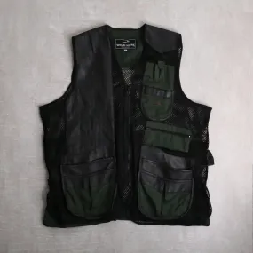 mesh × leather switch design big vest