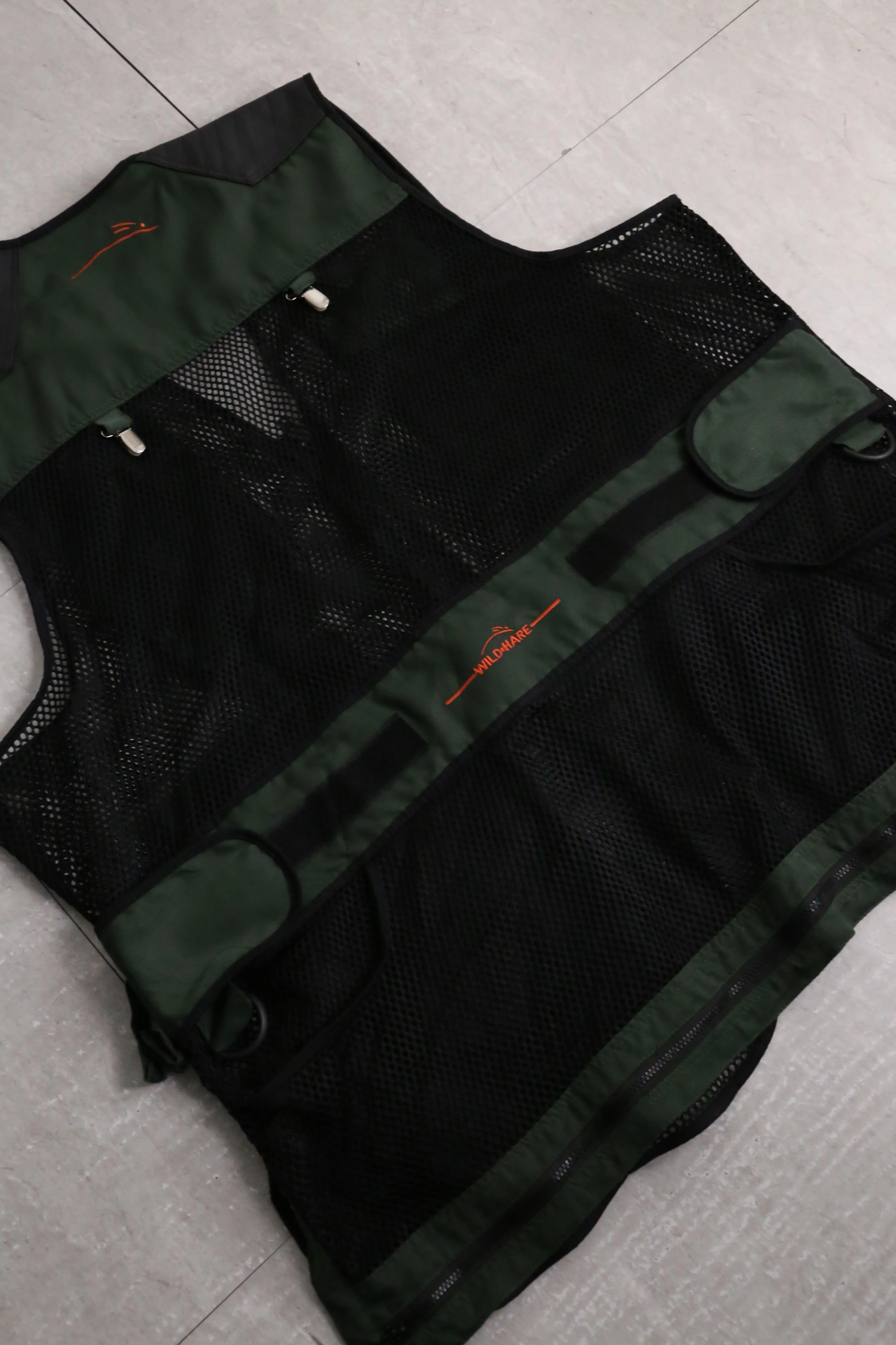 mesh × leather switch design big vest