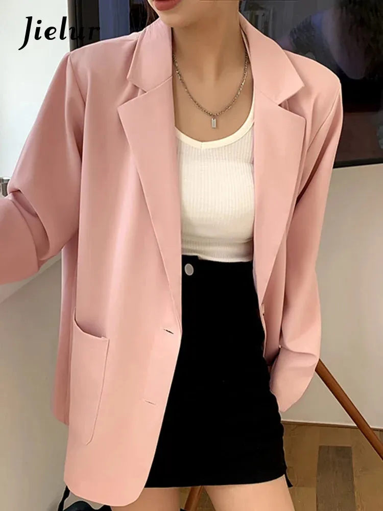 Metaversmall Autumn Thin Loose Suit Jacket Woman Casual Office Lady Blazer Women Korean Fashion Blue White Black Coat Female M-XXL