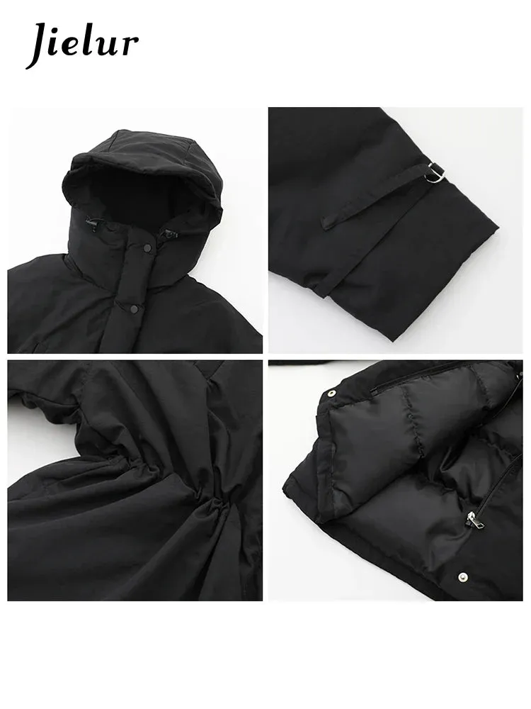 Metaversmall Korean Style Loose Hooded Padded Coat Autumn Winter Thick Padded Coat Drawstring Bread Coat Winter