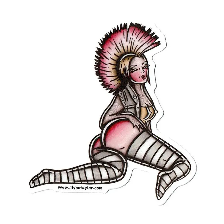 Mohawk Punk Pinup Sticker