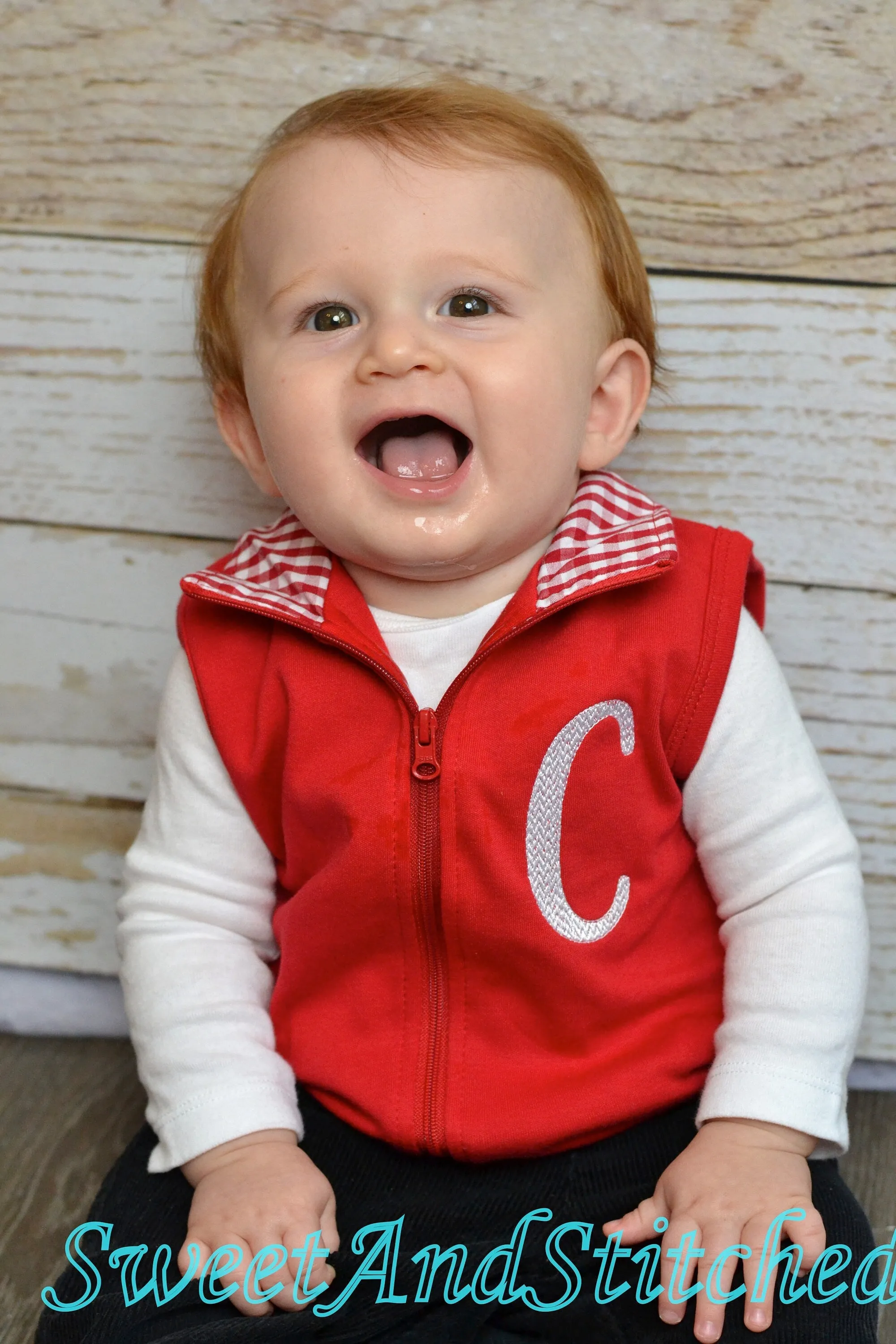 Monogrammed Boys Christmas vest with santa design, Monogrammed Christmas outfit for boys, Monogrammed toddler vest, Christmas sweater