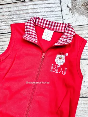 Monogrammed Boys Christmas vest with santa design, Monogrammed Christmas outfit for boys, Monogrammed toddler vest, Christmas sweater