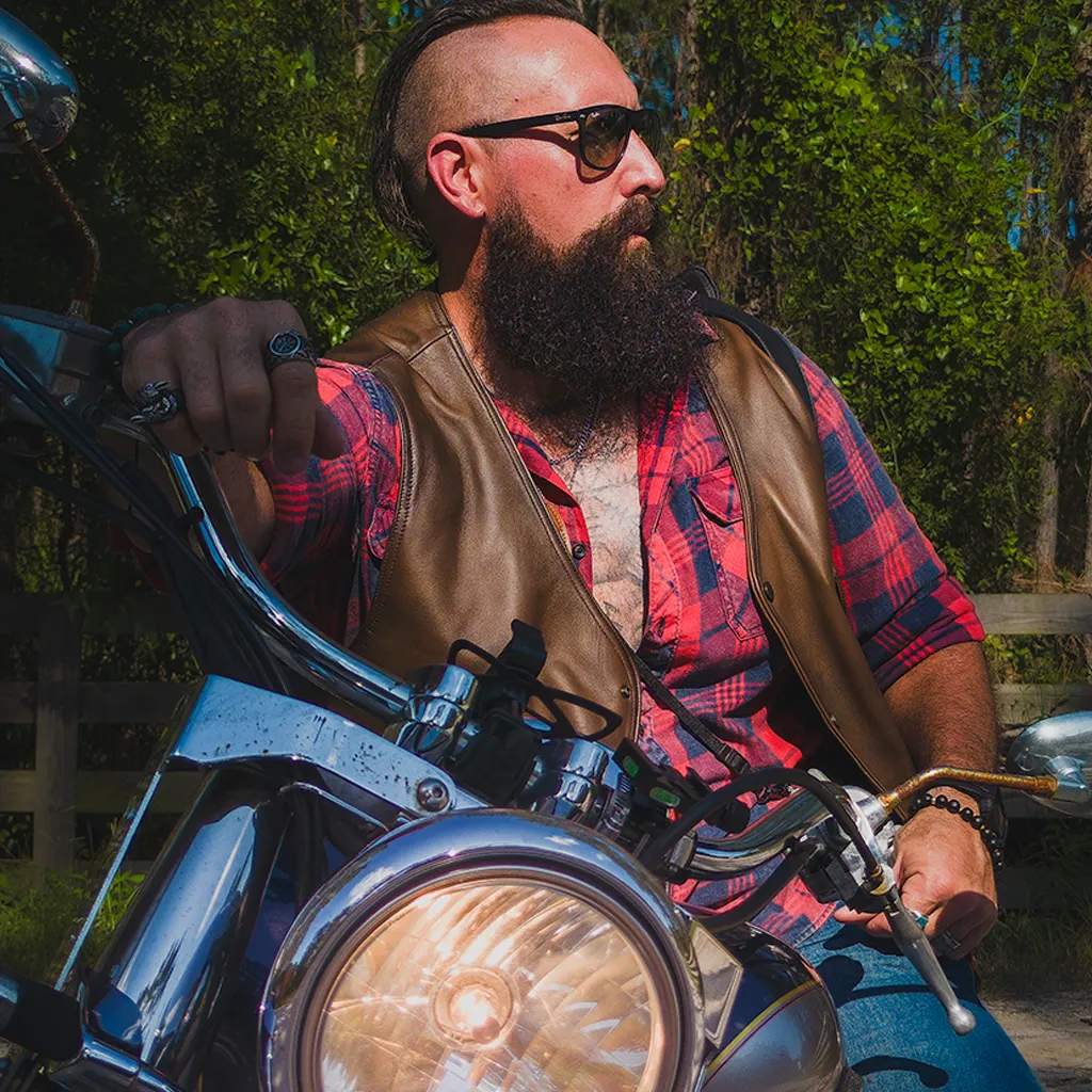 MONTANA LEATHER VEST - TOBACCO BROWN