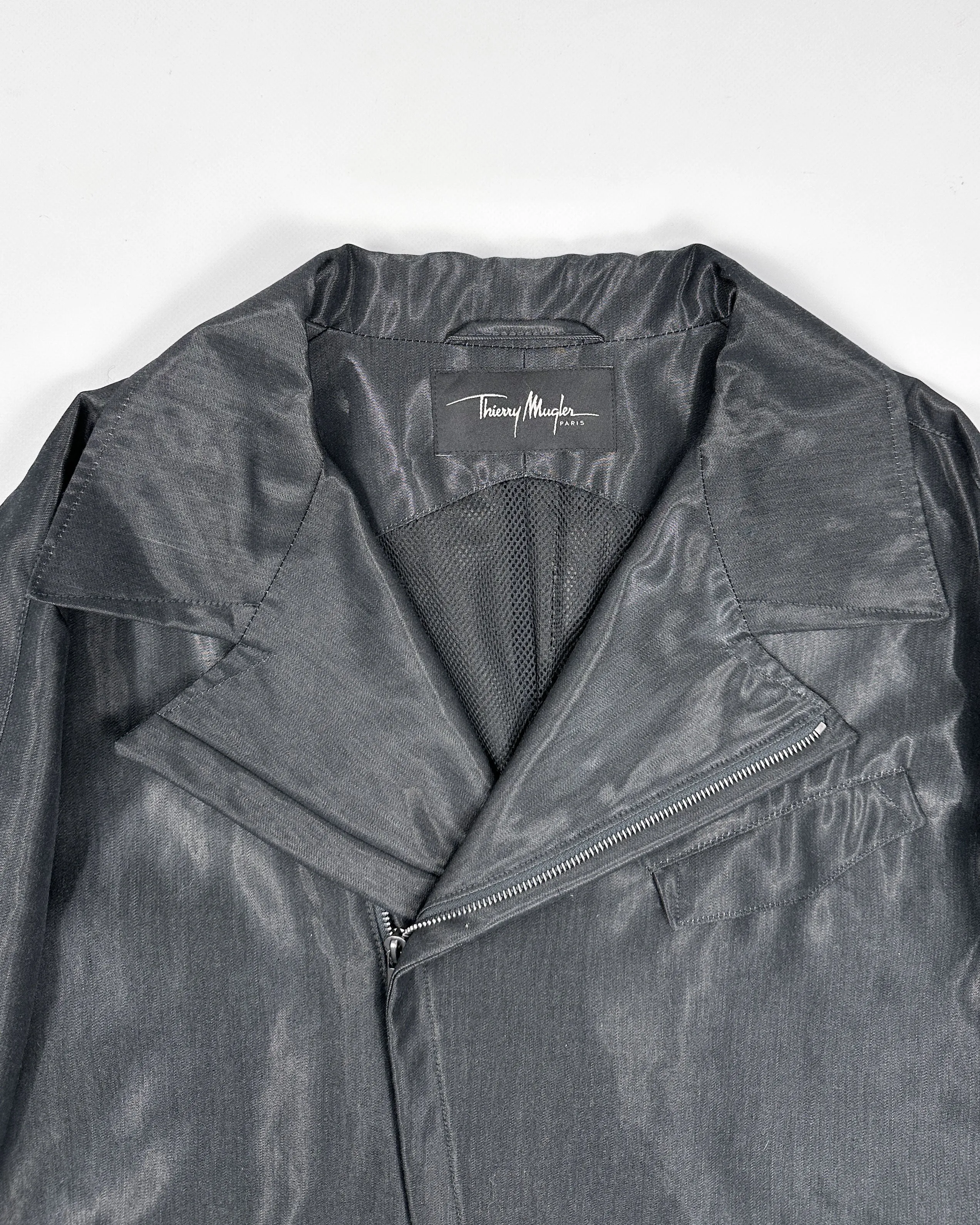 Mugler Shinny Black Zipped Jacket 2000's