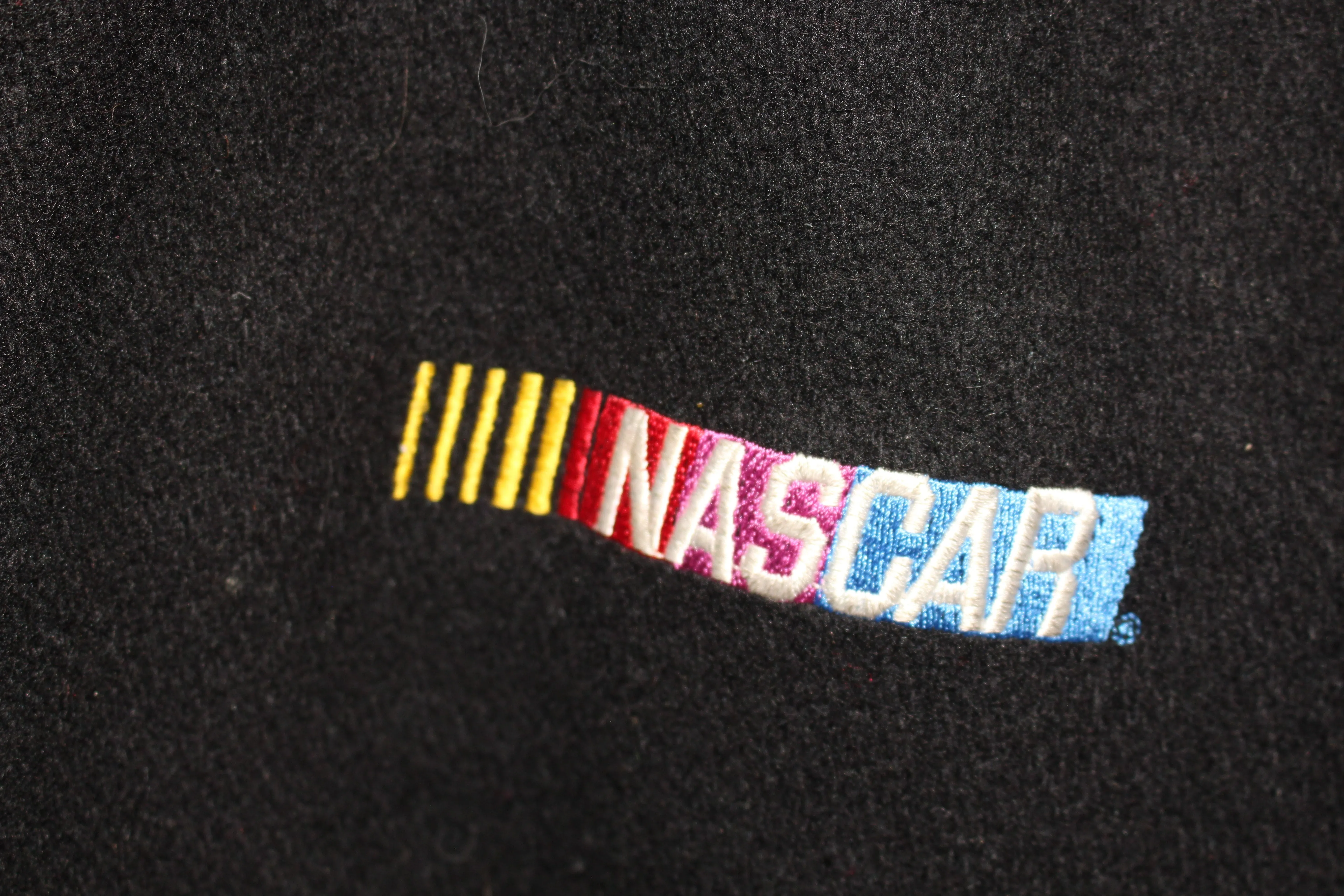 NASCAR Logo Leather Wool Bomber Jacket (S)