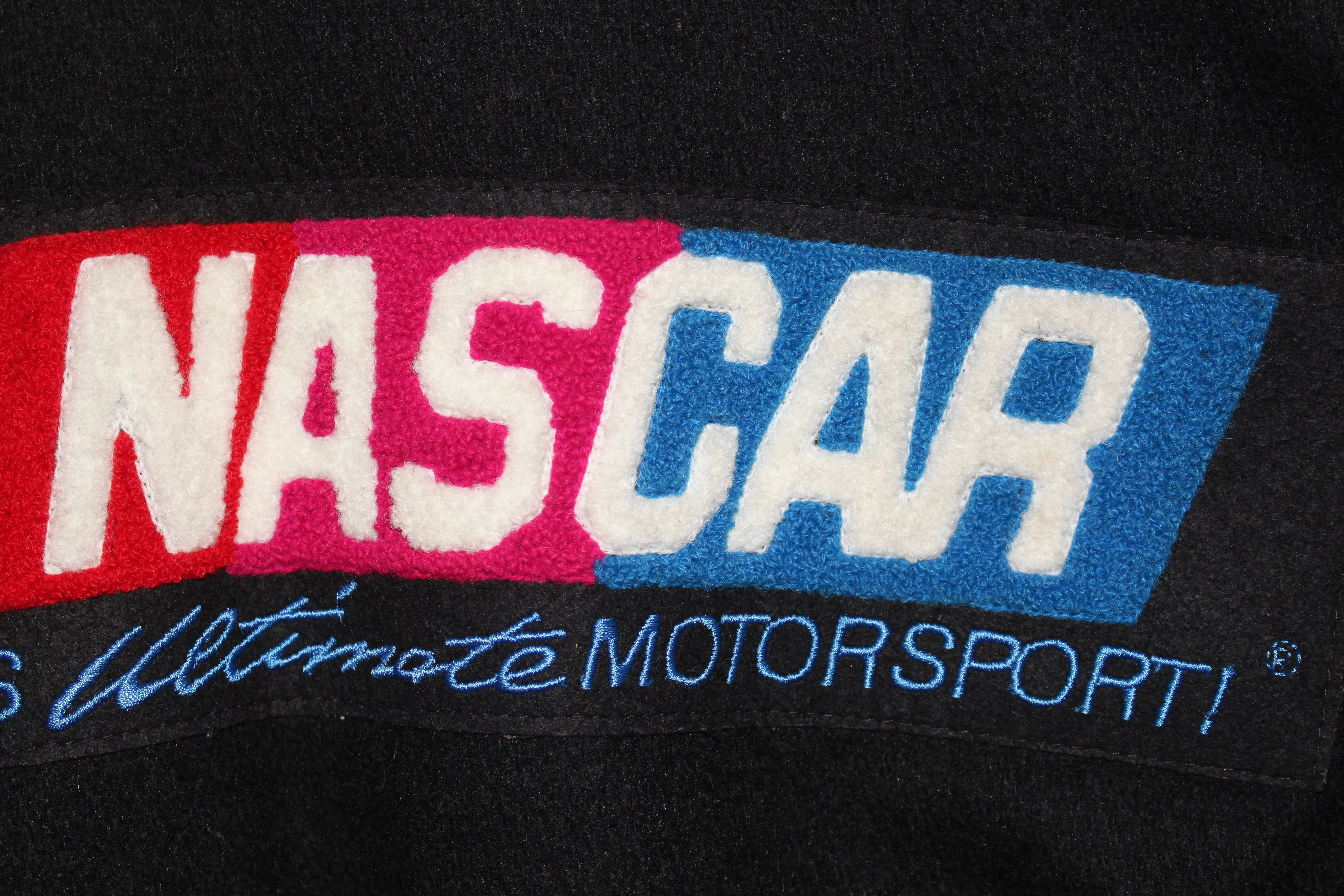 NASCAR Logo Leather Wool Bomber Jacket (S)