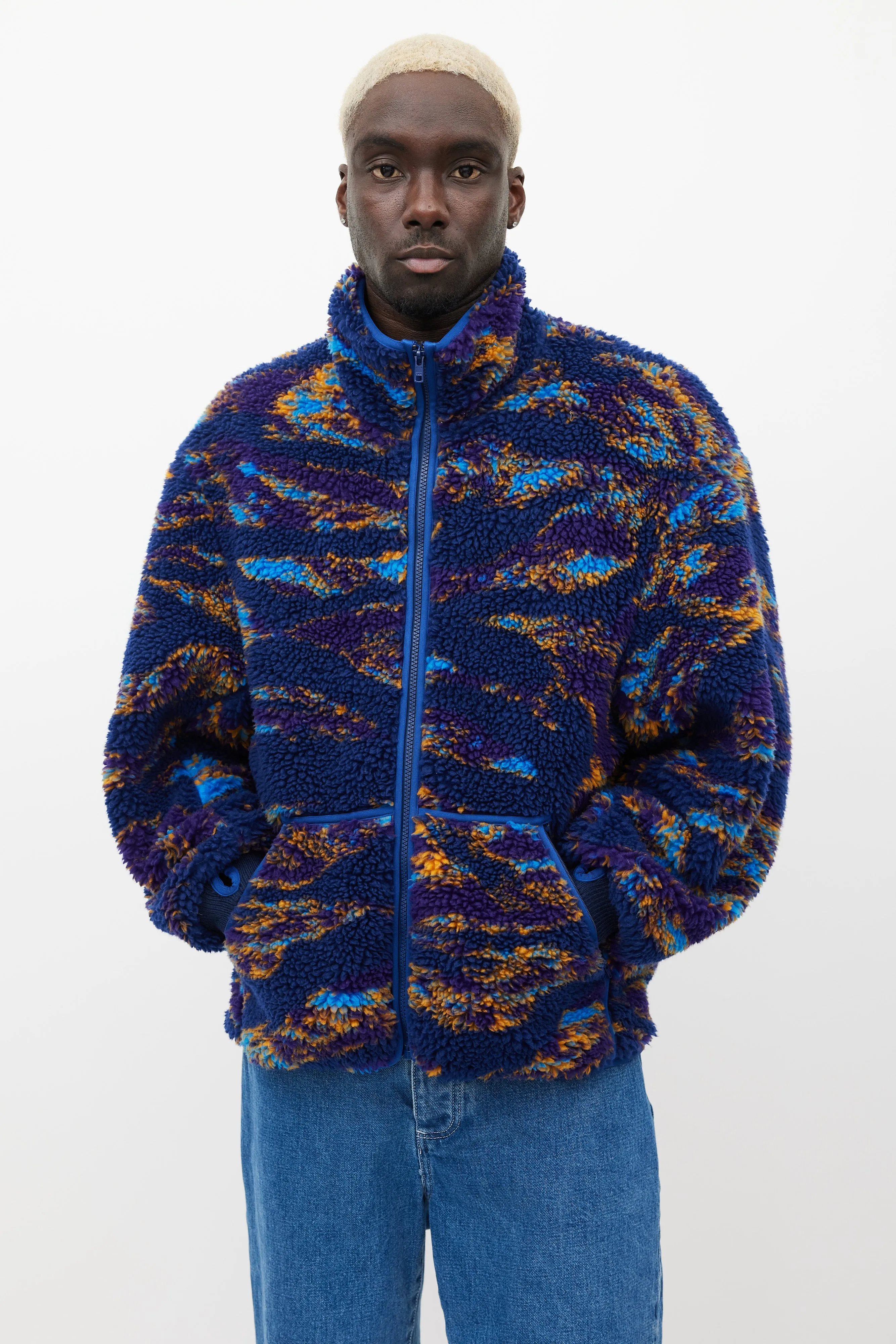 Navy & Multicolour Fleece Jacket