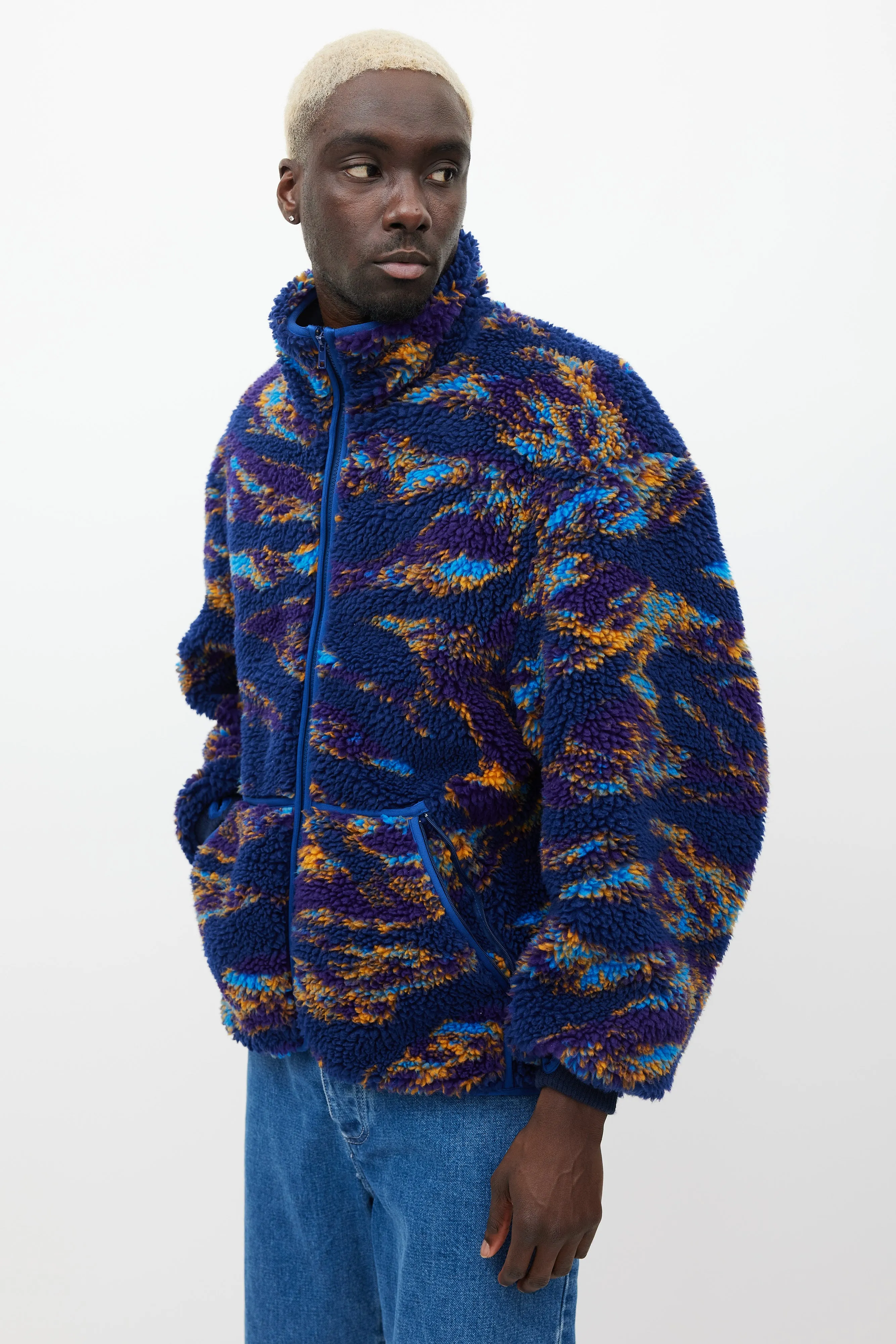 Navy & Multicolour Fleece Jacket