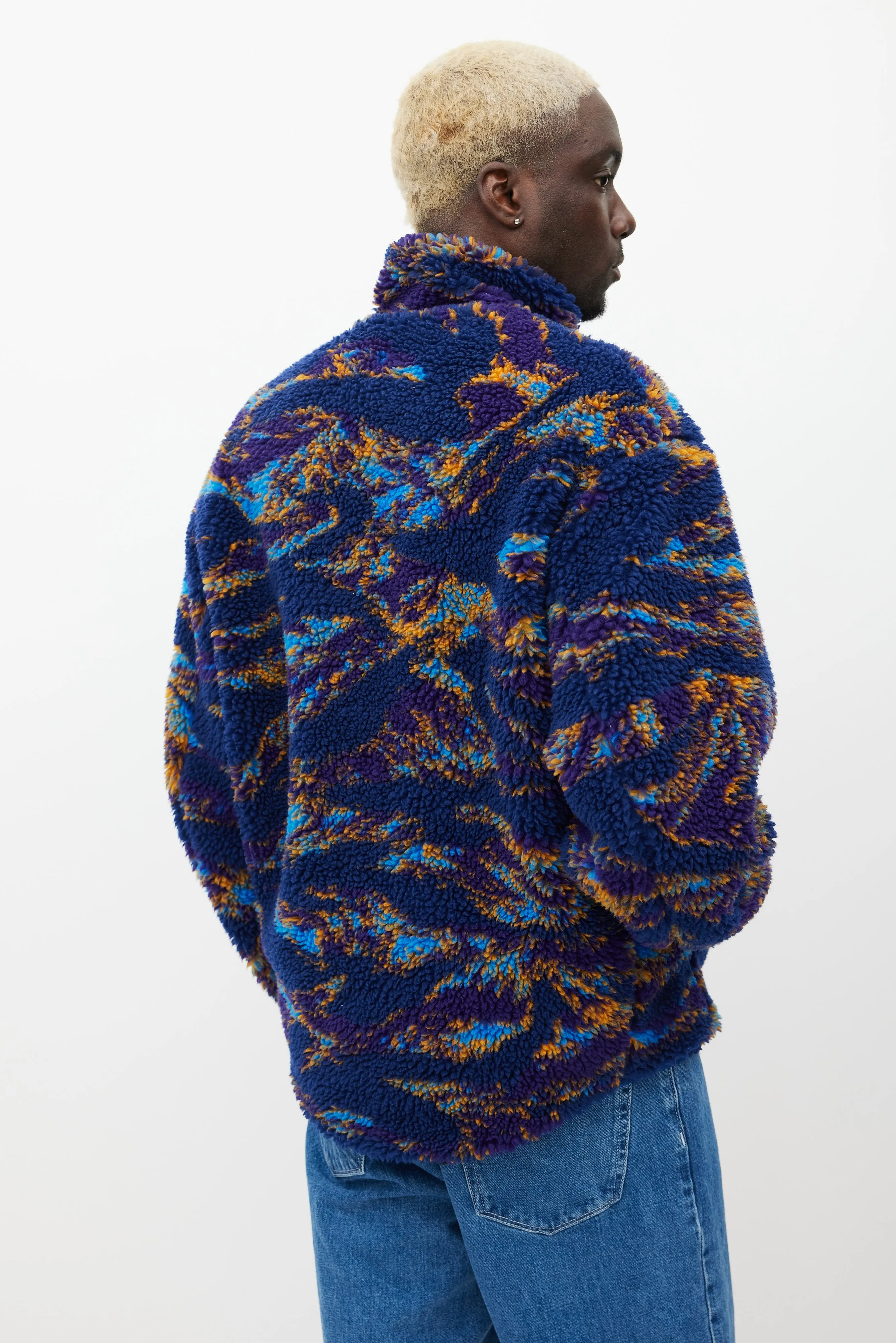 Navy & Multicolour Fleece Jacket