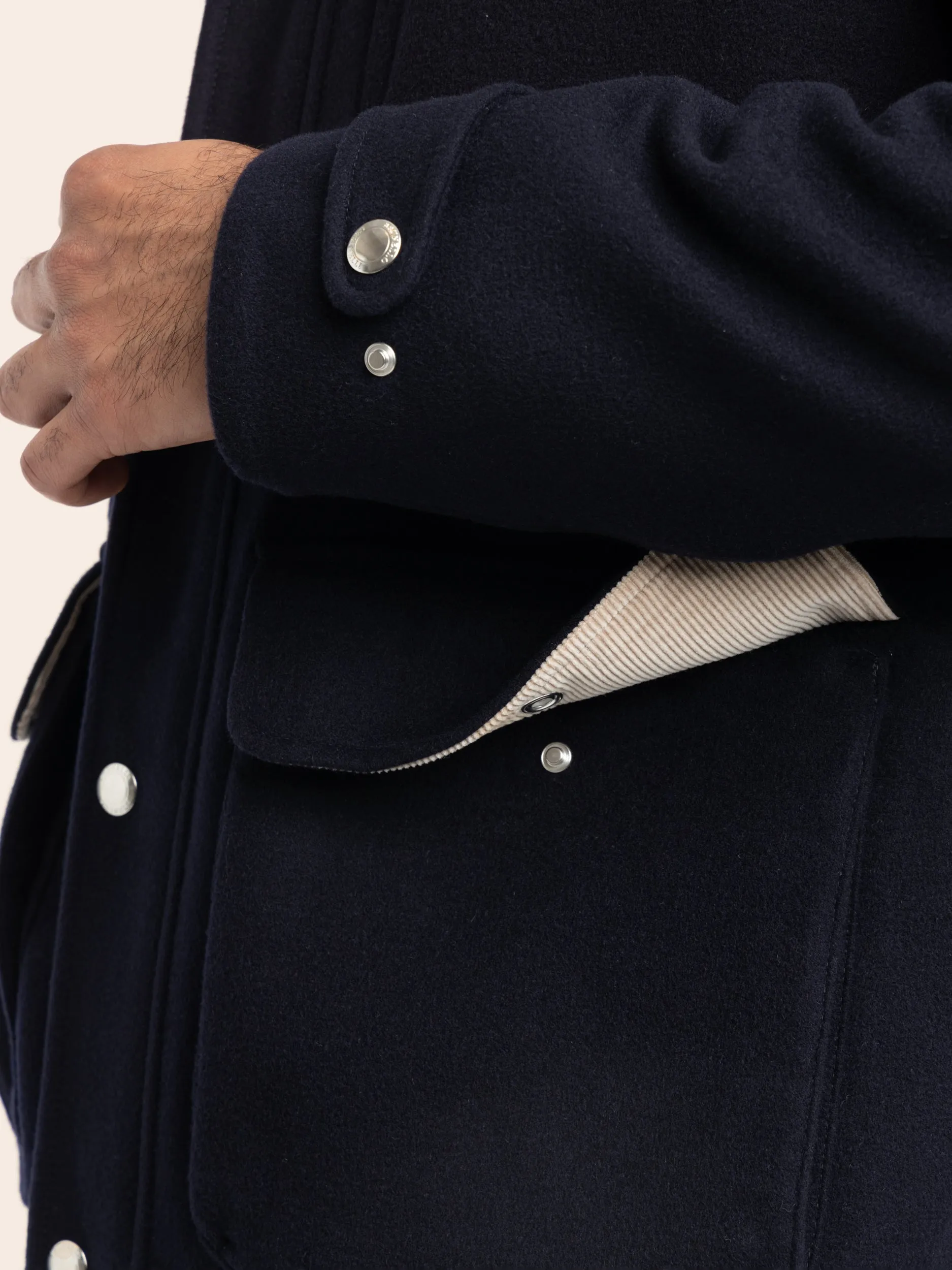 Navy Wool Beaver Cloth Jacket