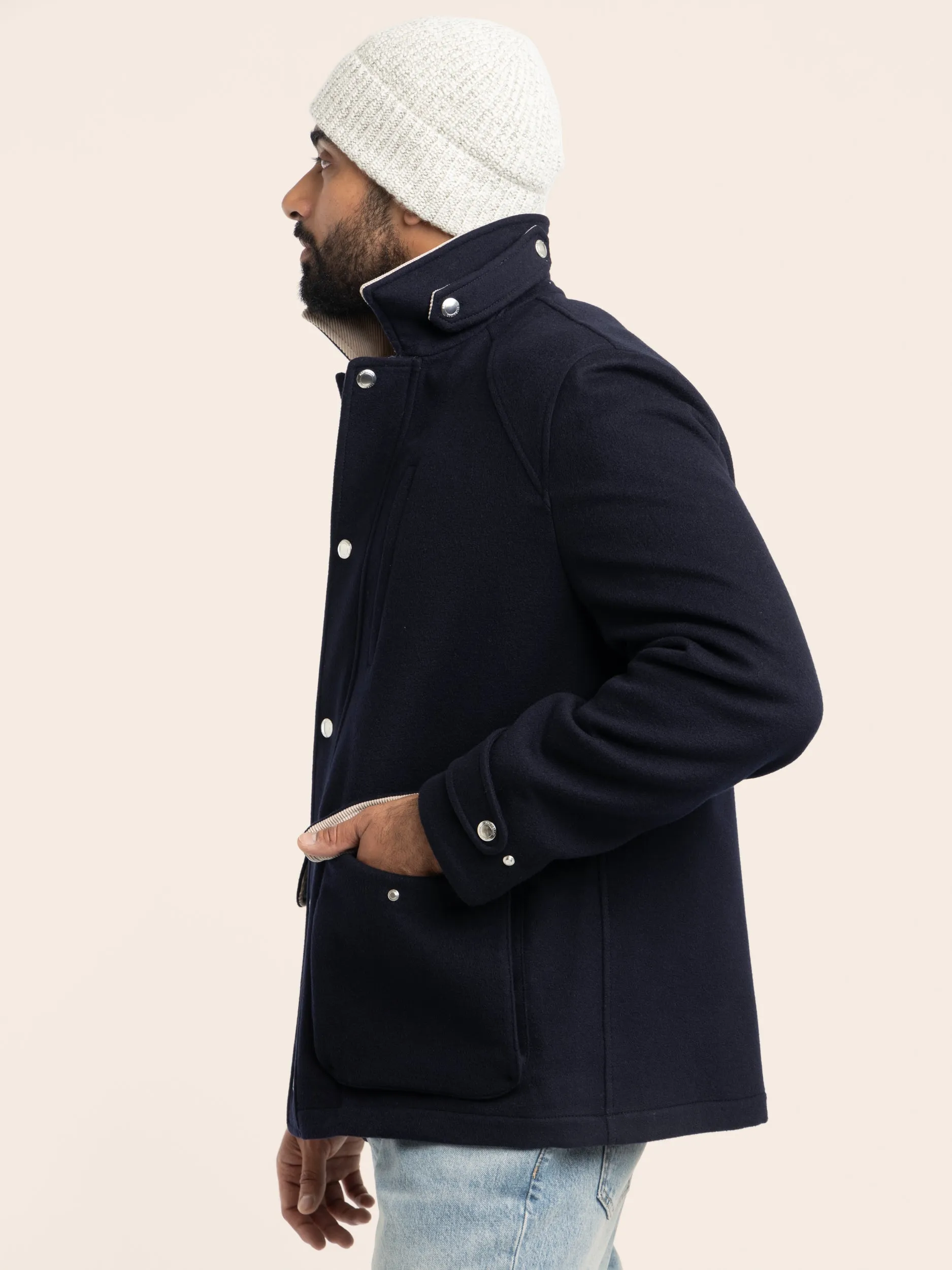 Navy Wool Beaver Cloth Jacket