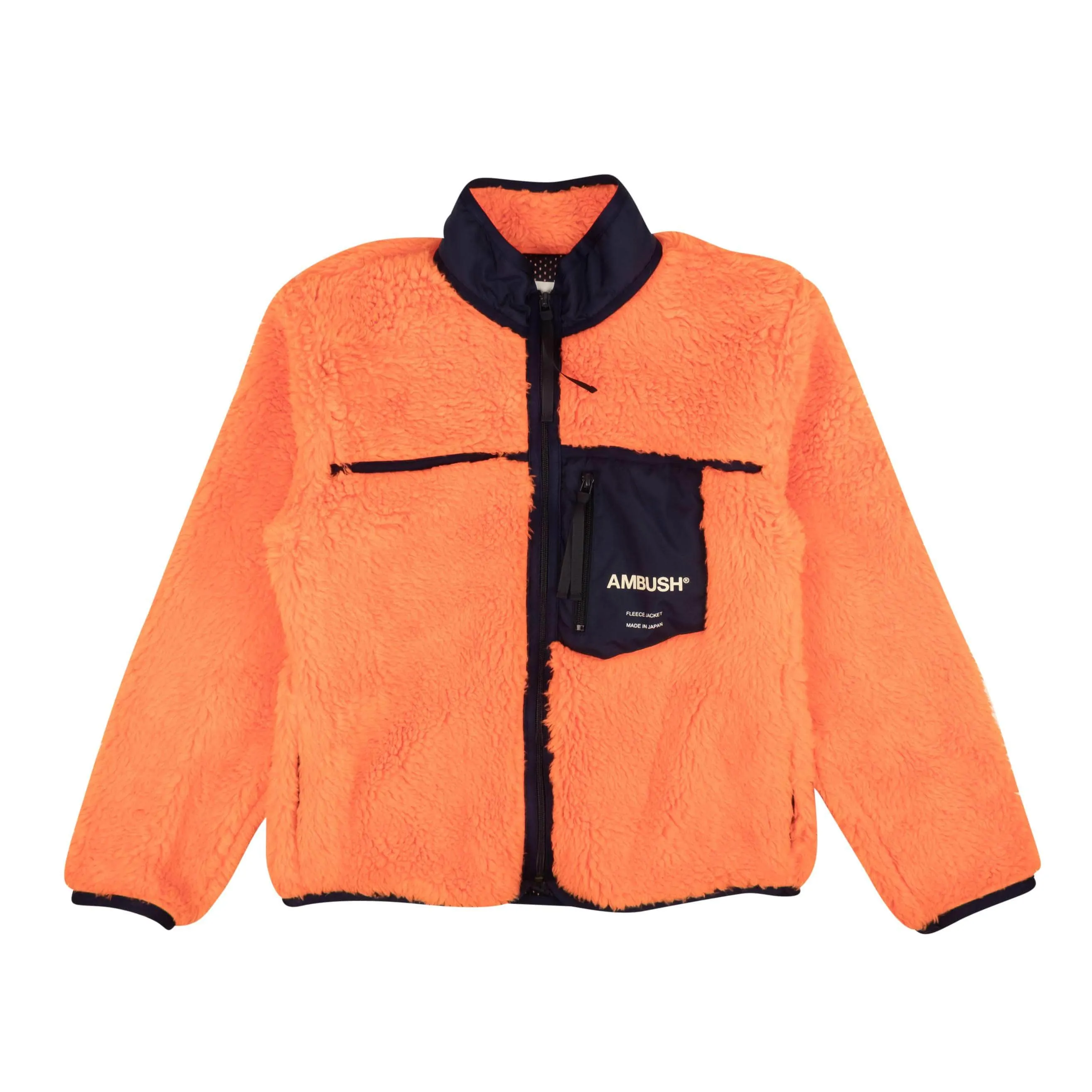 NEW AMBUSH Orange Navy Trim New Fleece Logo Jacket Size 2 $1150