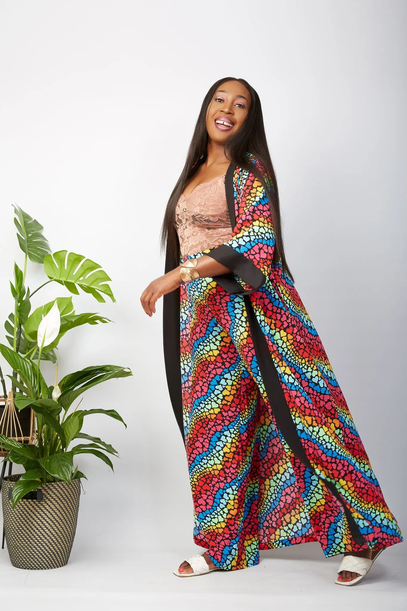 New in African Print Silk Kimono  (Trouser sold Separately)- Ciara