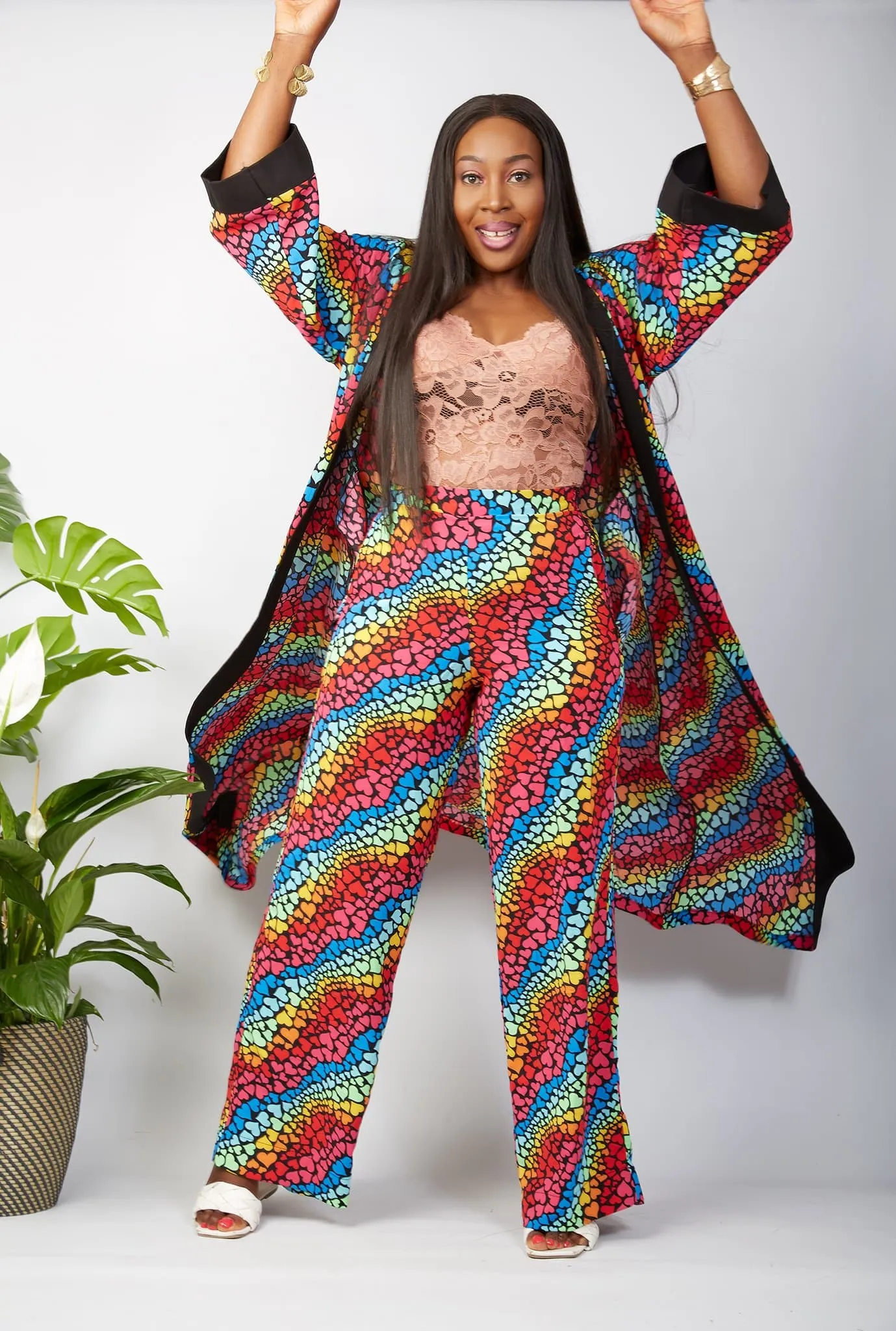 New in African Print Silk Kimono  (Trouser sold Separately)- Ciara