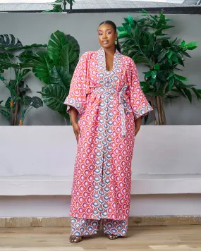 New in African Print Silk Kimono  (Trouser sold Separately)- Kara