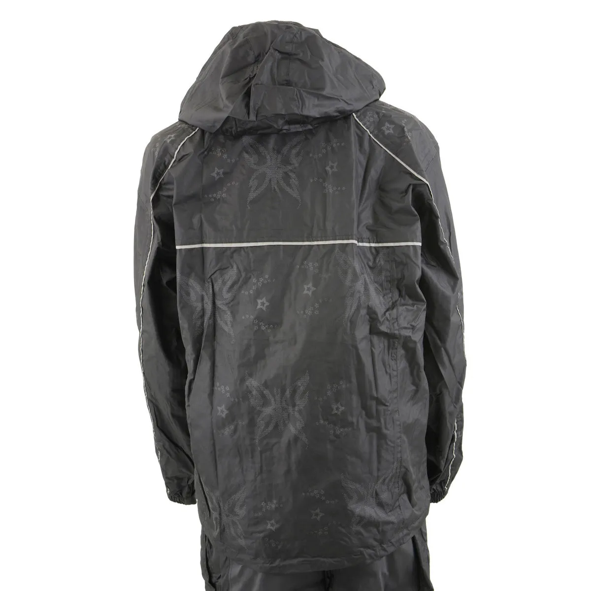 NexGen SH2342 Women's Black Water Resistant Rain Suit with Reflective Butterflies