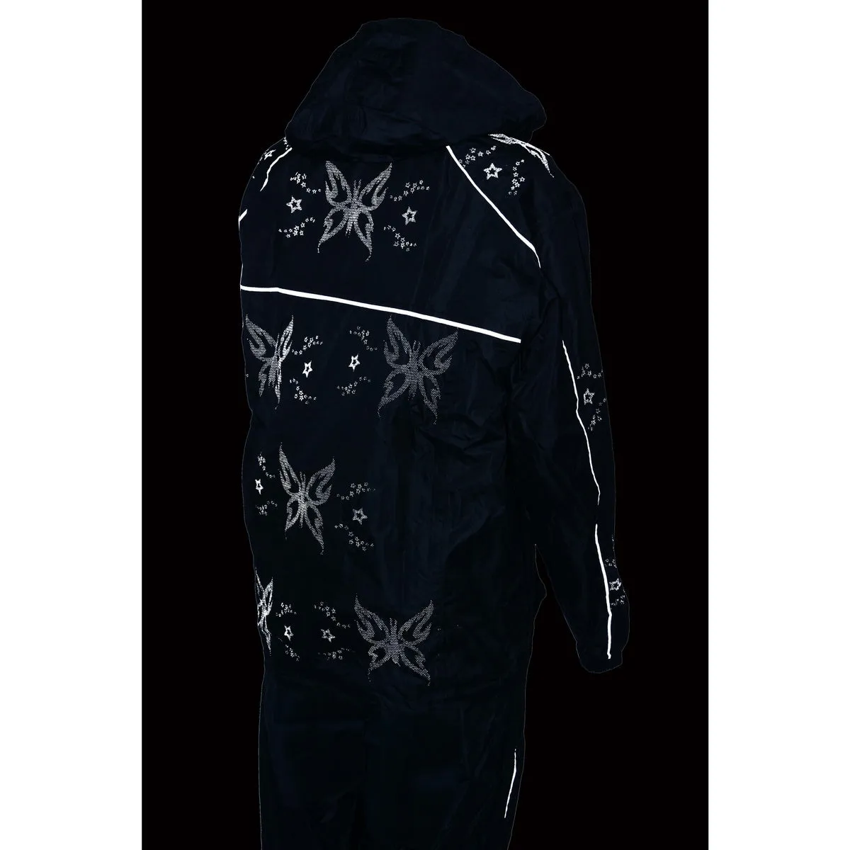 NexGen SH2342 Women's Black Water Resistant Rain Suit with Reflective Butterflies