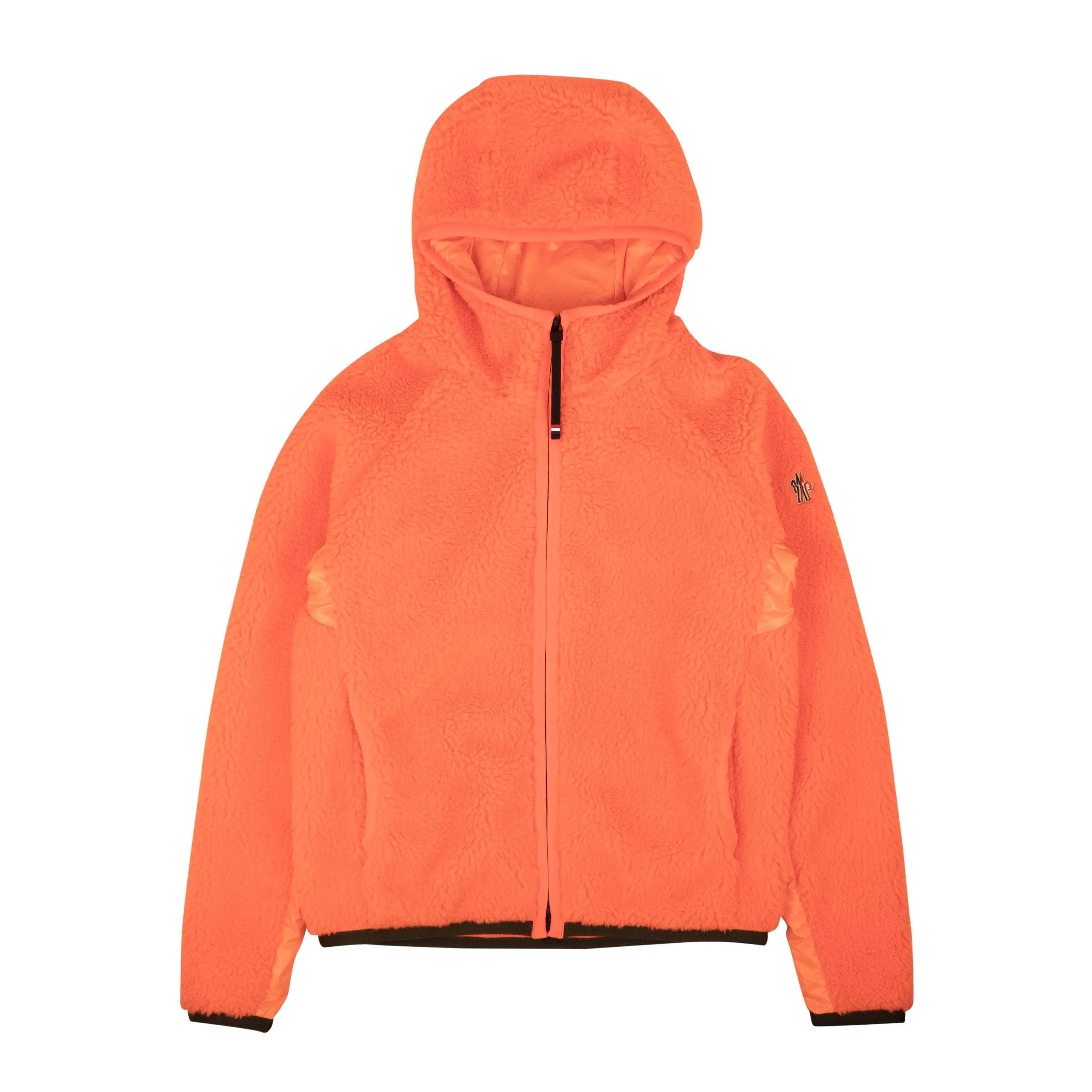 NWT MONCLER Orange Teddy Zip Up Hooded Fleece Jacket Size M $1190