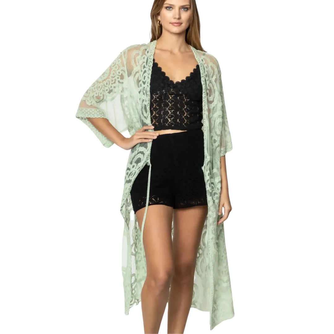 Open Front Lace Kimono