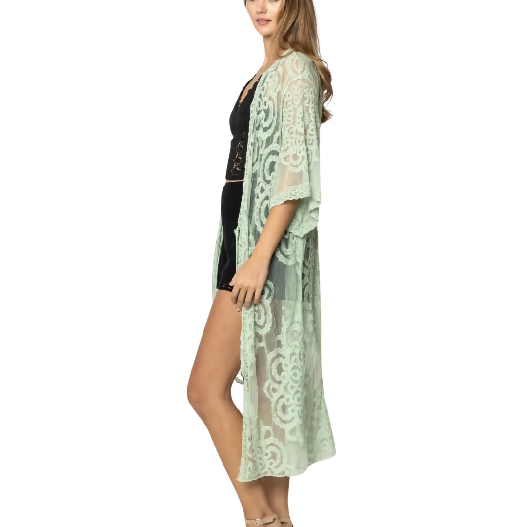 Open Front Lace Kimono