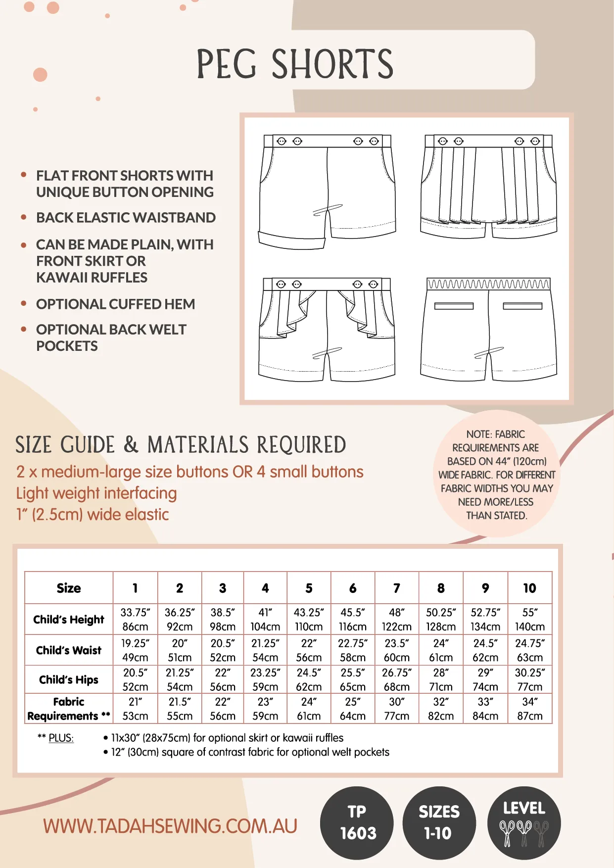 Peg Shorts Sewing Pattern