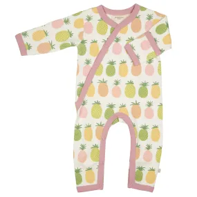 Pigeon Organics - Baby Kimono romper, pineapple print