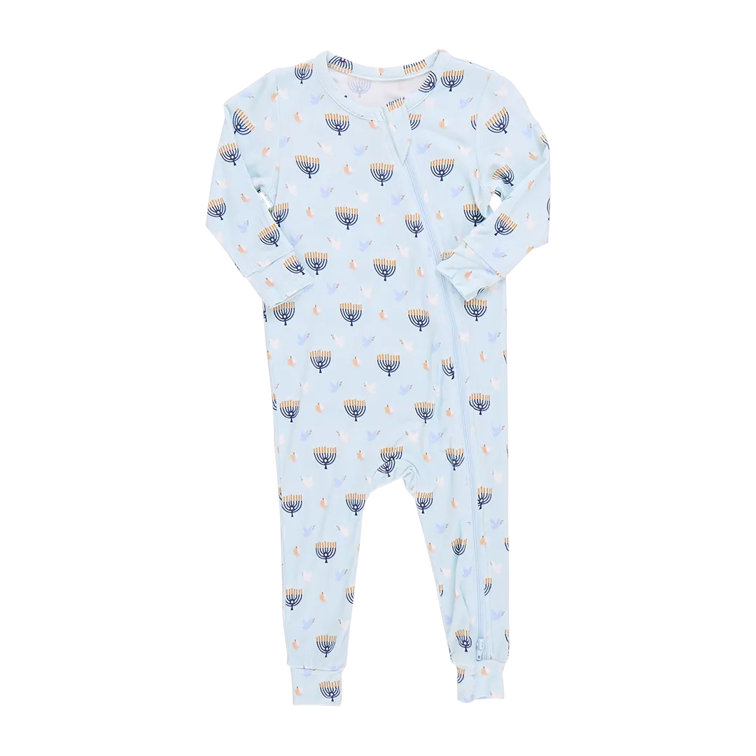 Pink Chicken Baby Bamboo Romper - Peaceful Hanukkah