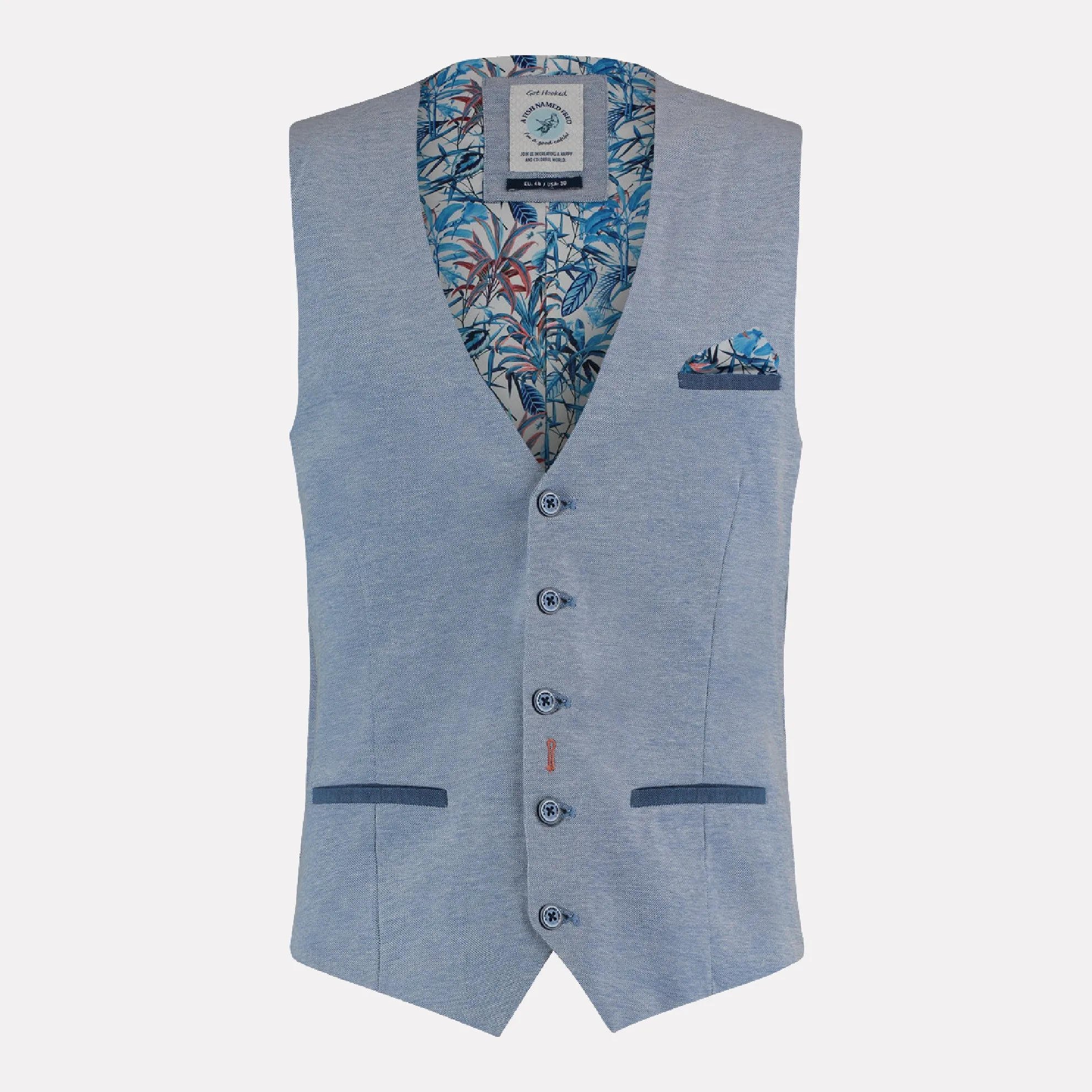 Pique Slim Fit Fashion Waist Coat / Light Blue