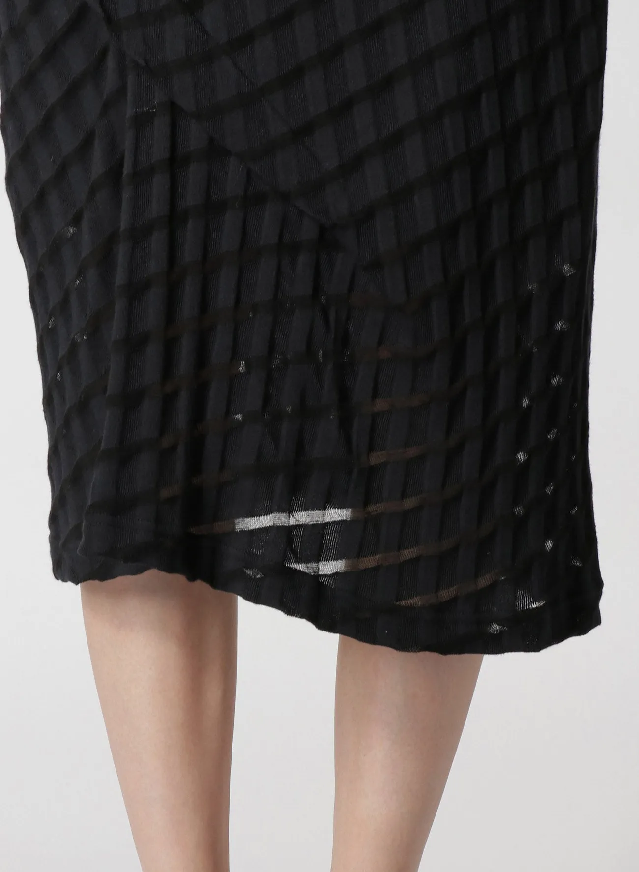 PLAID JERSEY PLEATED SKIRT