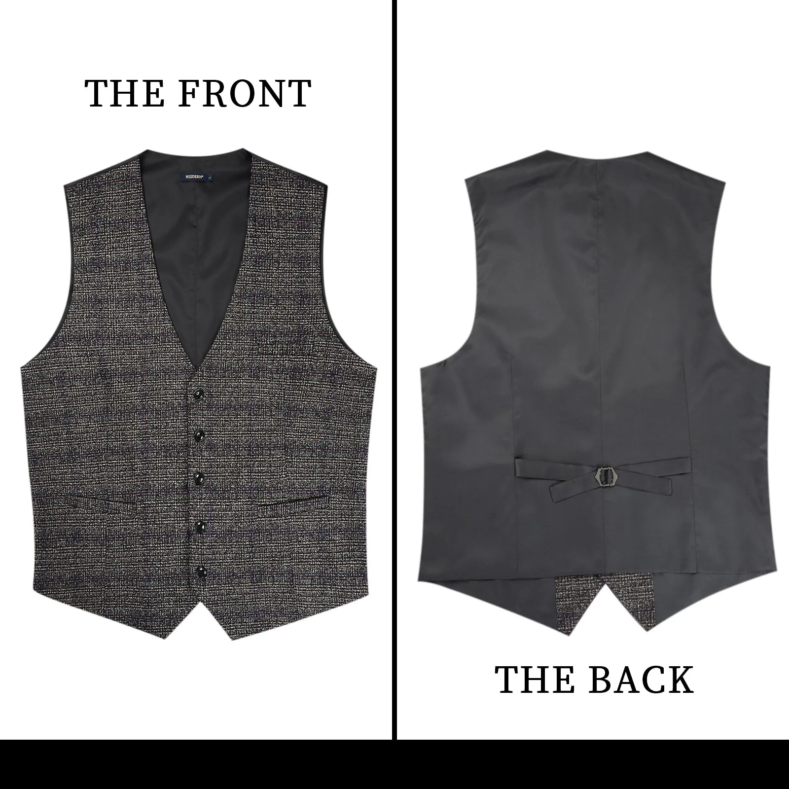 Plaid Slim Suit Vest - GREY