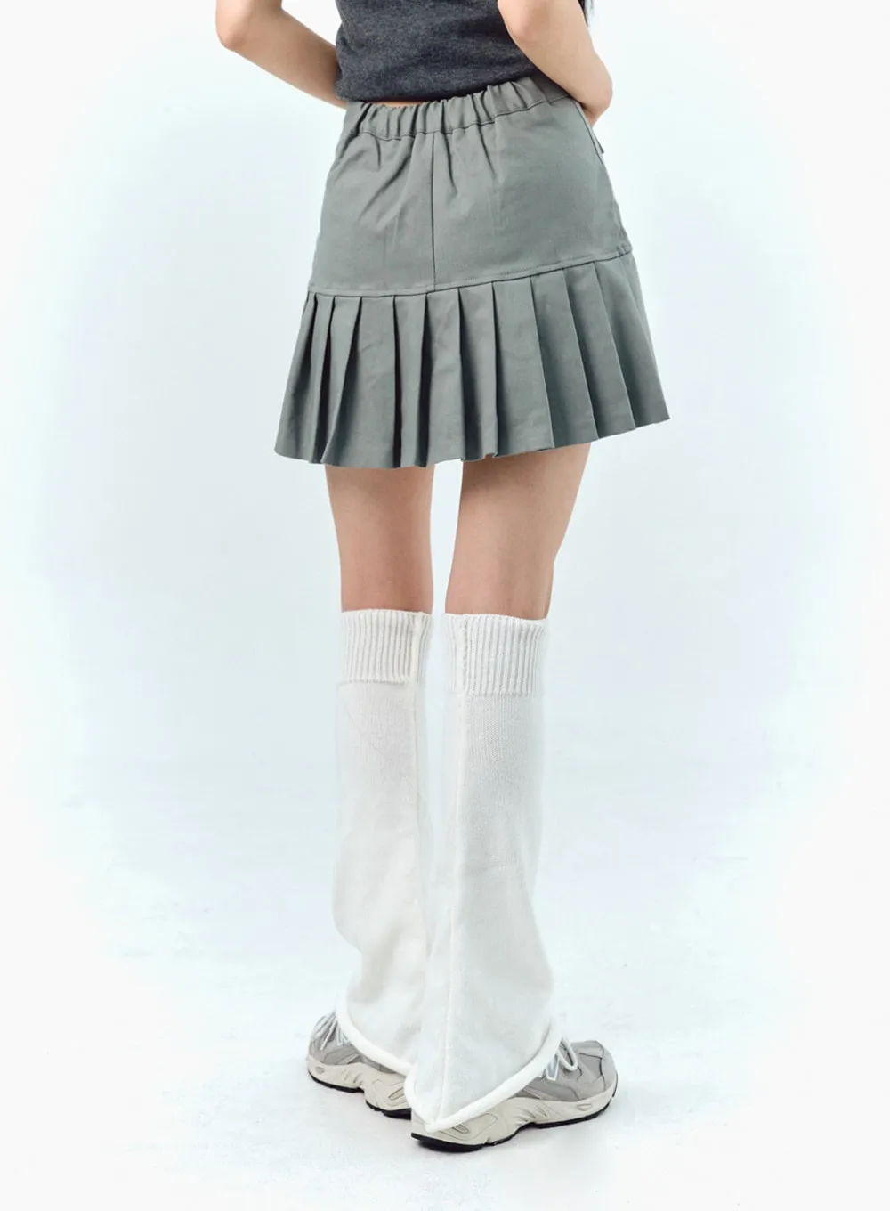 Pleated Cotton Mini Skirt IG303