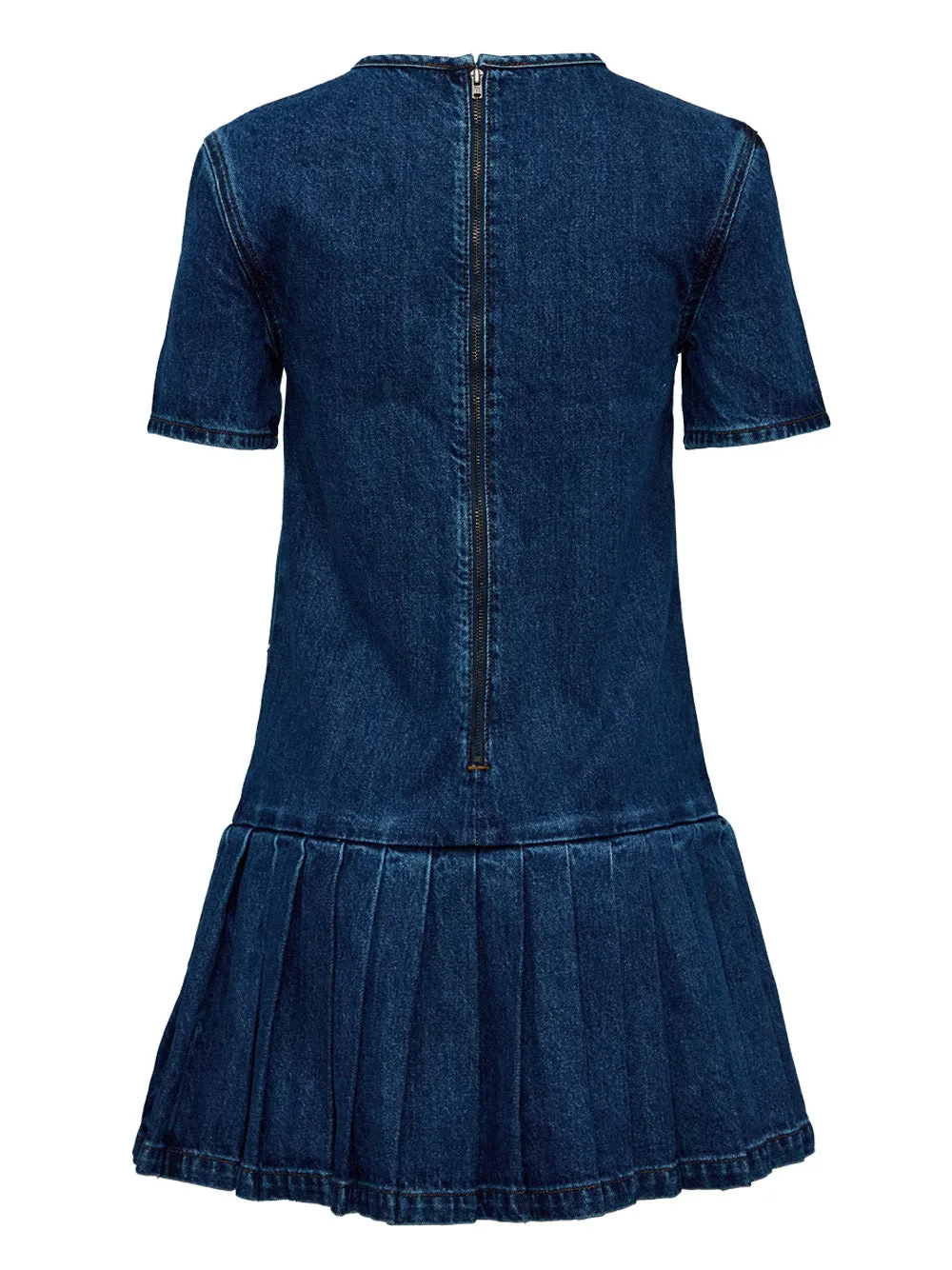 Pleated Denim Mini Dress