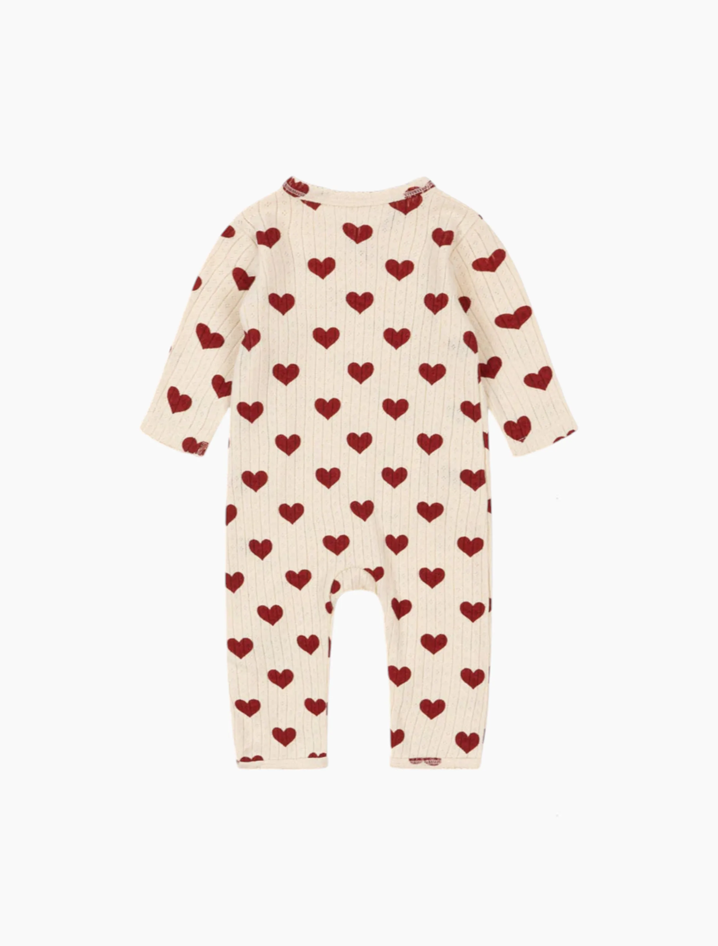 Pointelle Minnie Kimono Romper in Amour Rouge