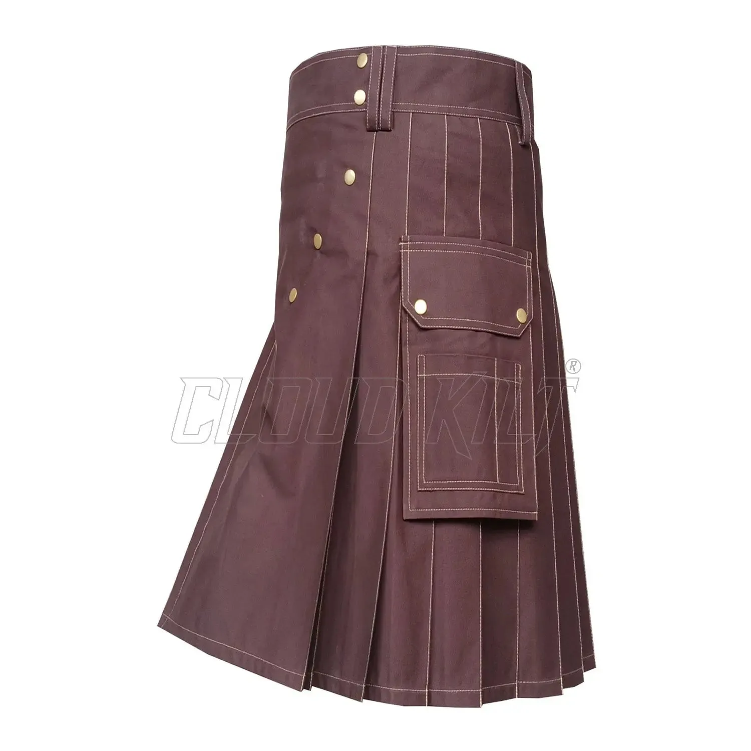 Premium Cotton Brown Utility Victory Kilt Khaki Thread