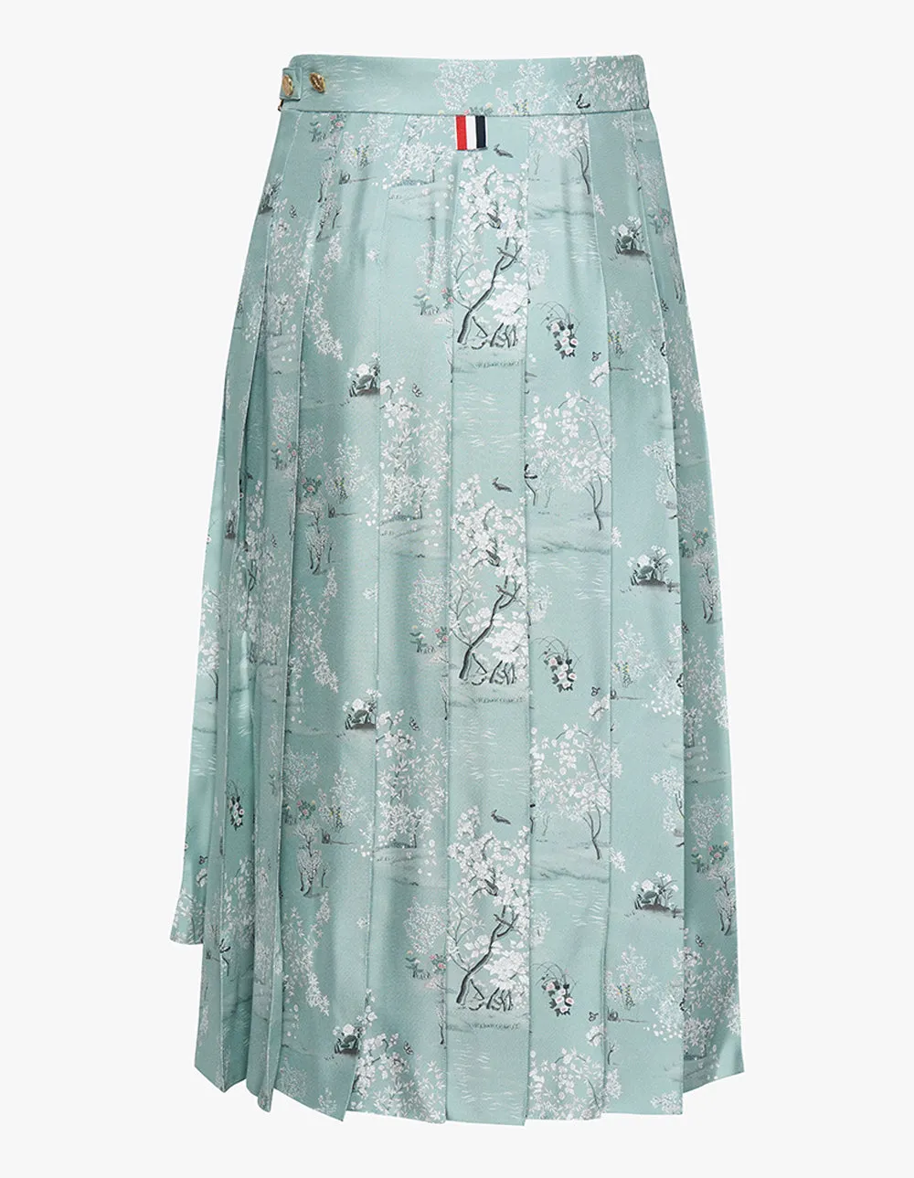 Printed Knee Length Dropped Back Pleated Skirt