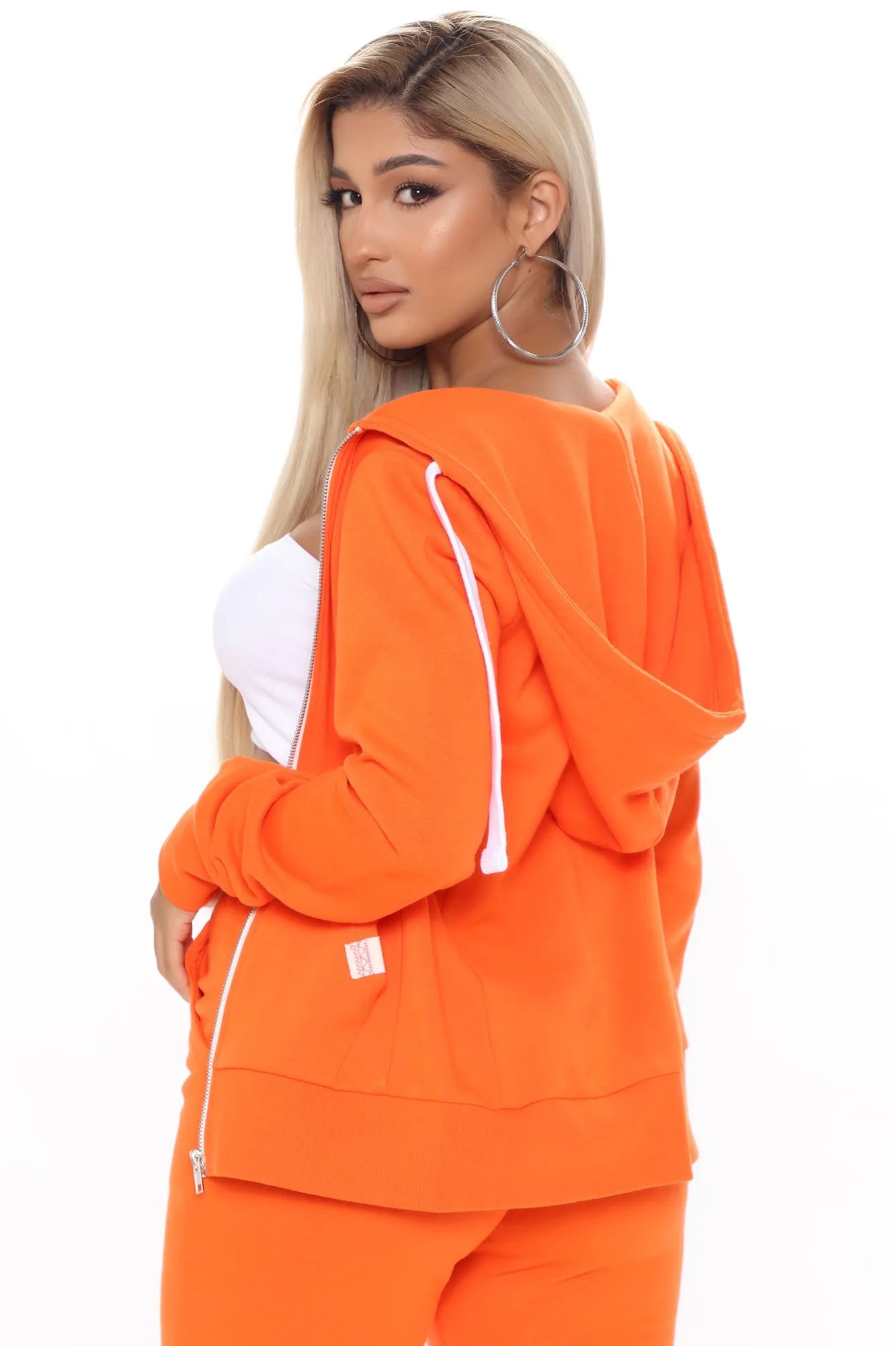 Relaxed Vibe Zip Up Jacket - Orange