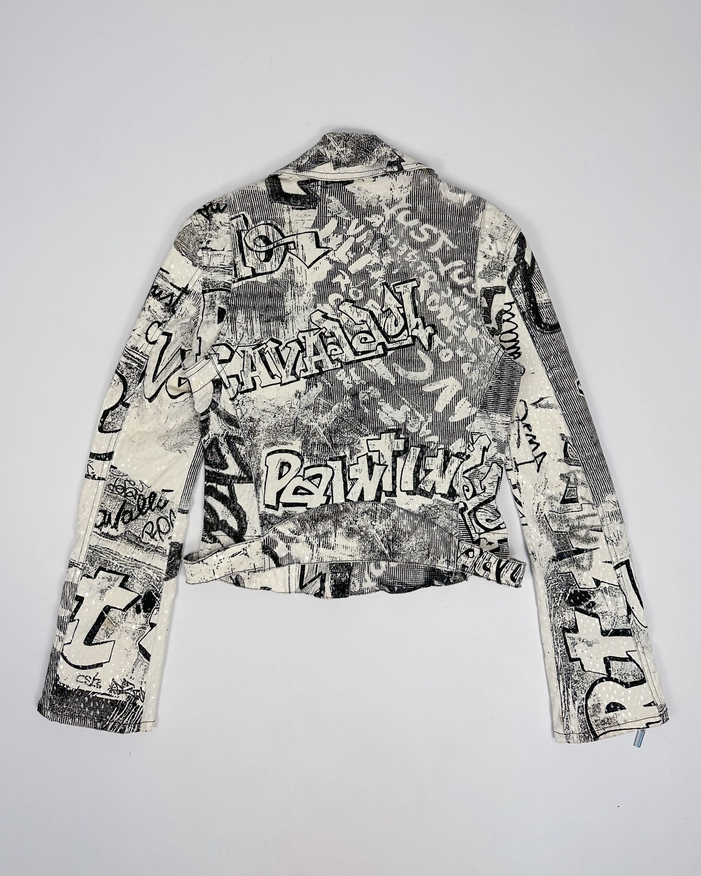 Roberto Cavalli Grafiti White Cropped Jacket 1990's