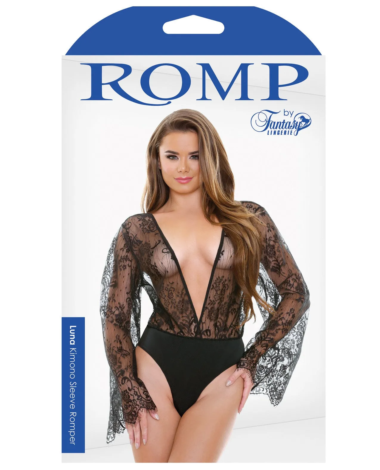 Romp Luna Kimono Sleeve Romper Black S/M