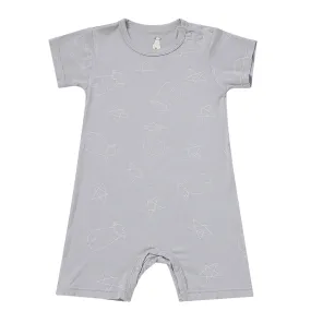 Romper Short Sleeve Cute Big Star & Head Grey