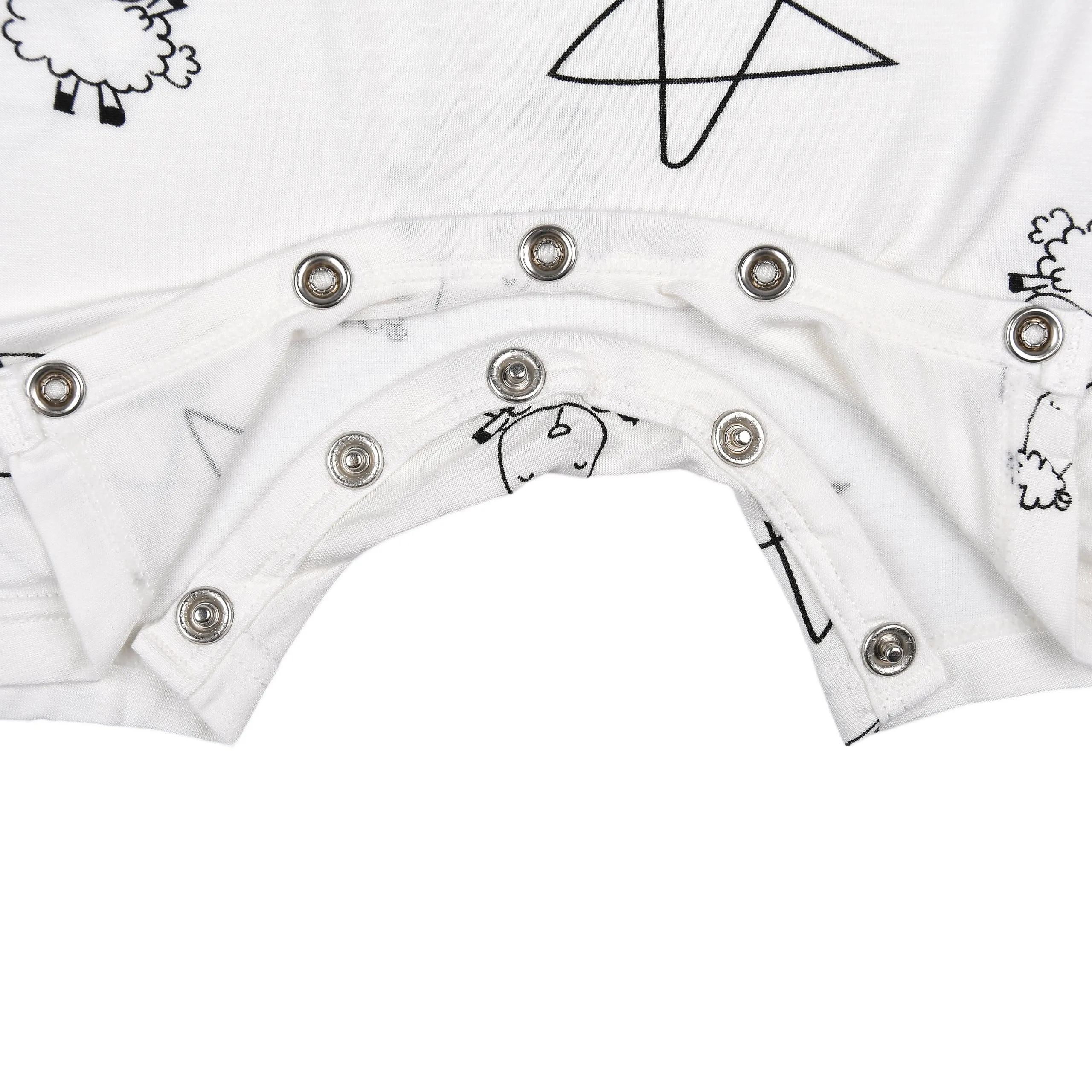 Romper Short Sleeve Cute Big Star & Sheepz White