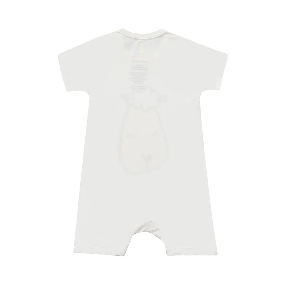 Romper Short Sleeve Smiley Baa Baa White