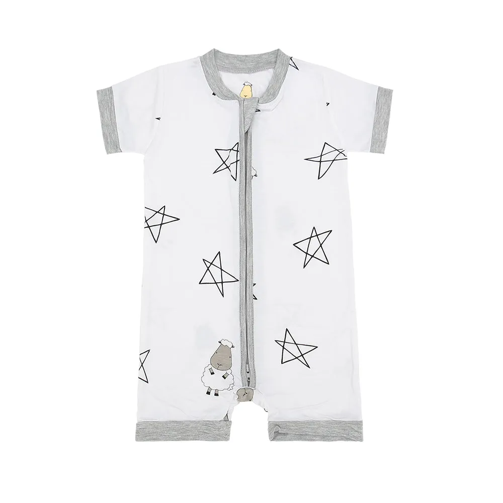 Romper Short Sleeve Zip Big Star & Sheepz White